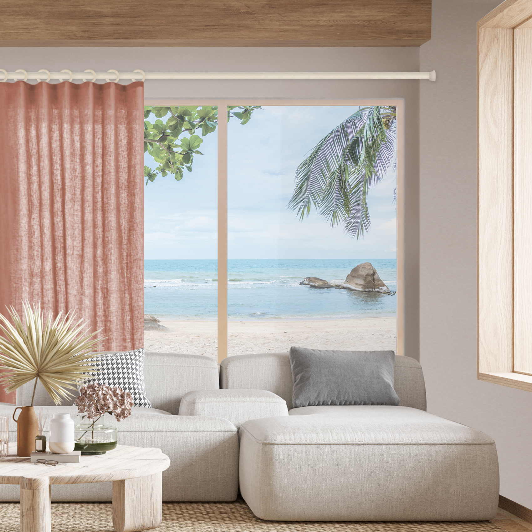 Lot de 2 naissances de tringle entre murs en frêne D28 — vue 5