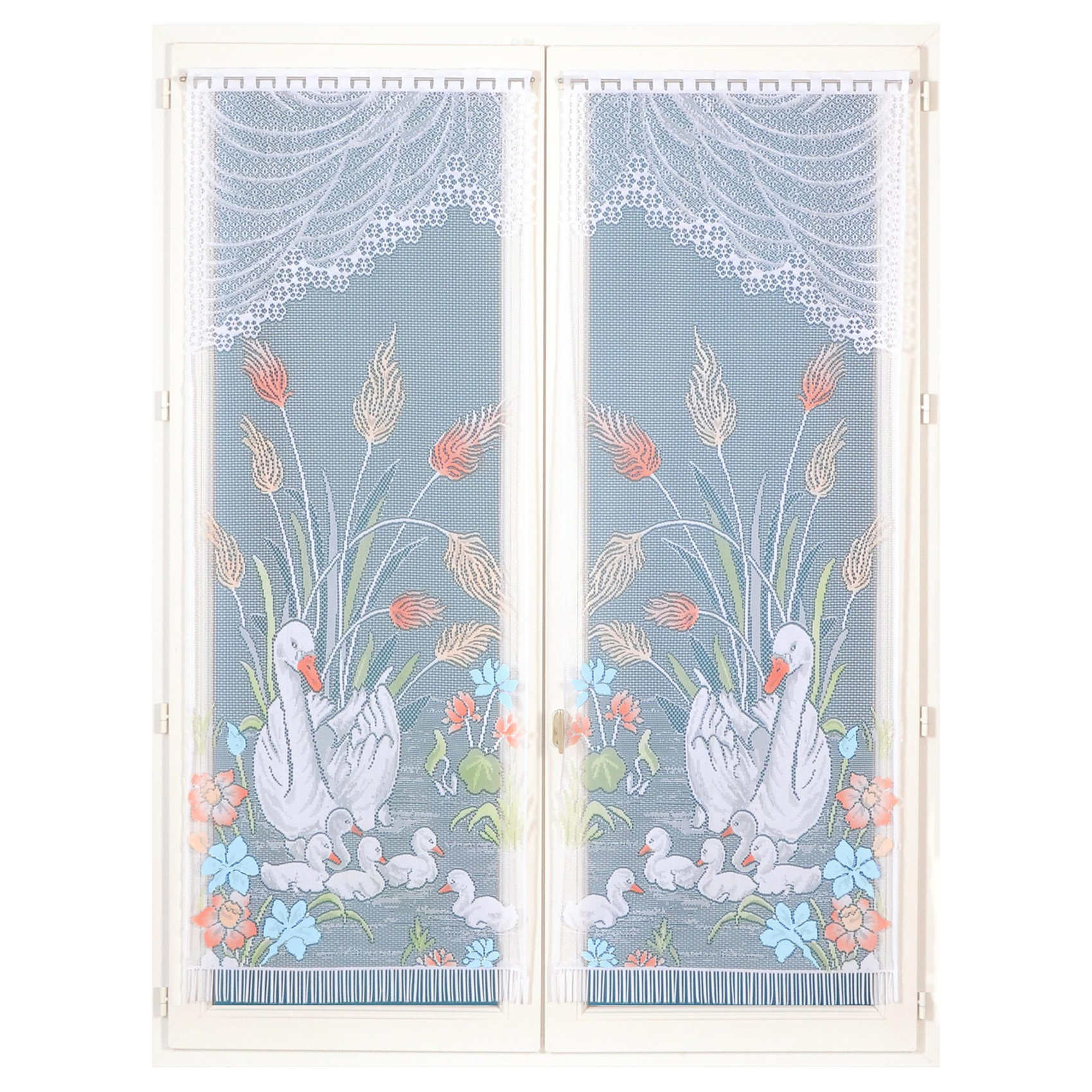 Paire de vitrages frangés en dentelle avec cygnes — vue 5