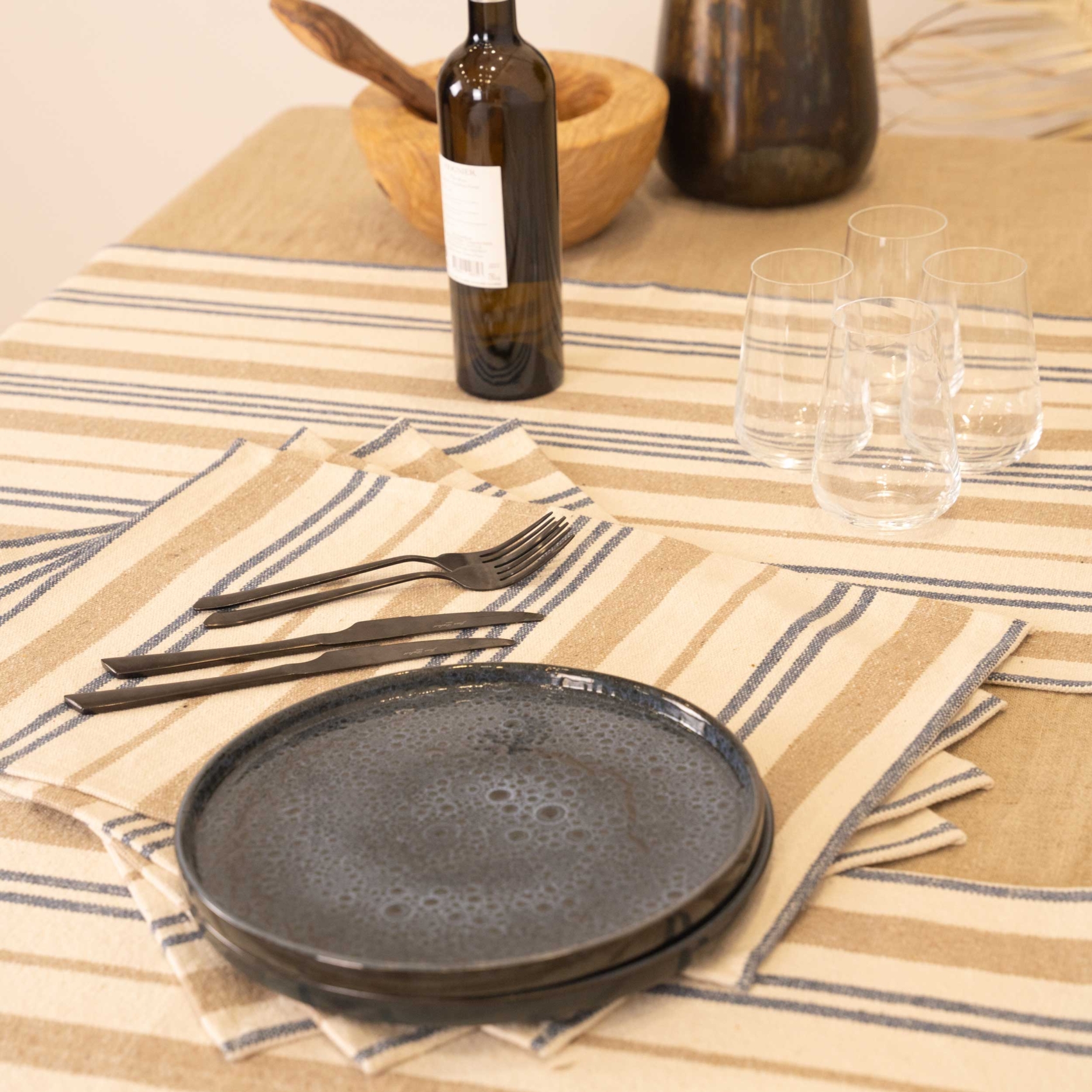 Chemin de table à rayures en coton — vue 6