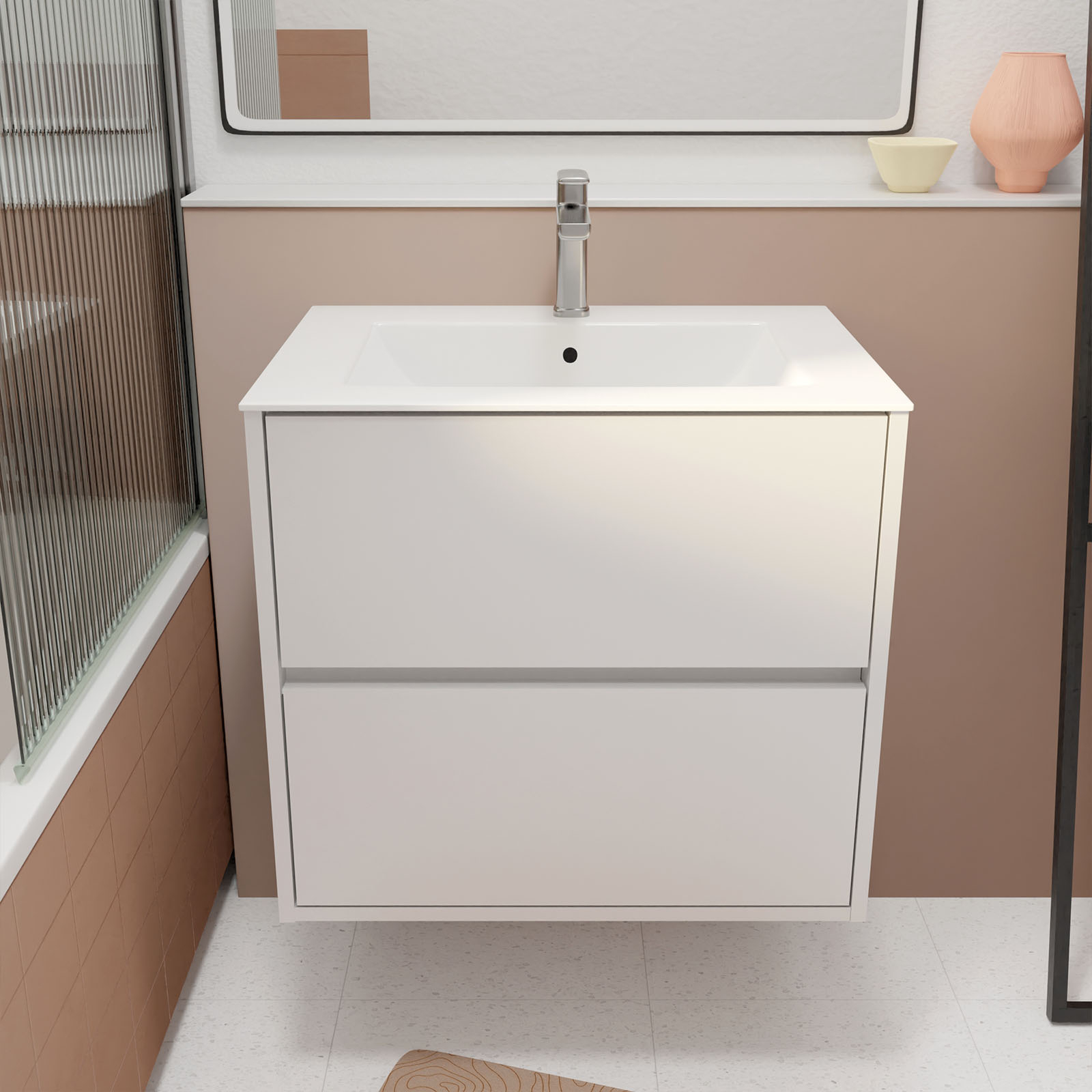Meuble de salle de bains suspendu 2 tiroirs avec vasque — vue 5