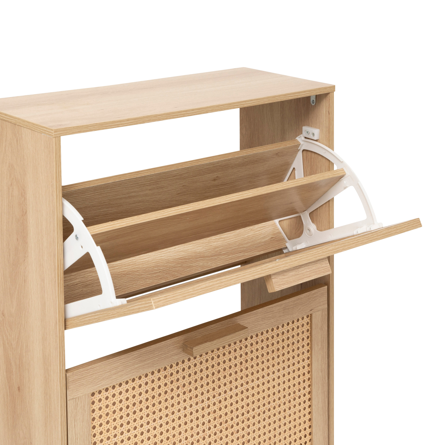 Meuble à chaussures 3 abattants avec façades cannage — vue 4