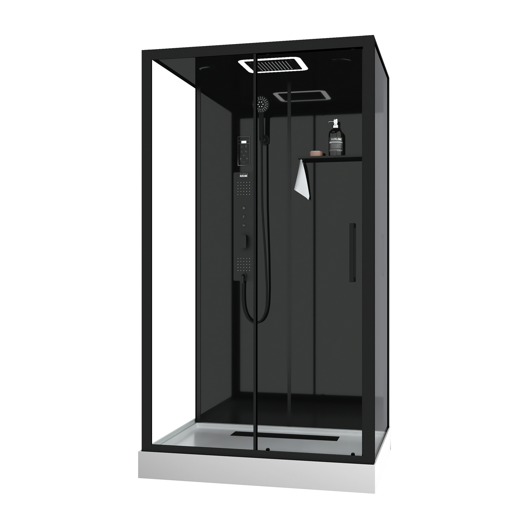 Cabine de douche hydromassante porte coulissante et panneau de contrôle tactile