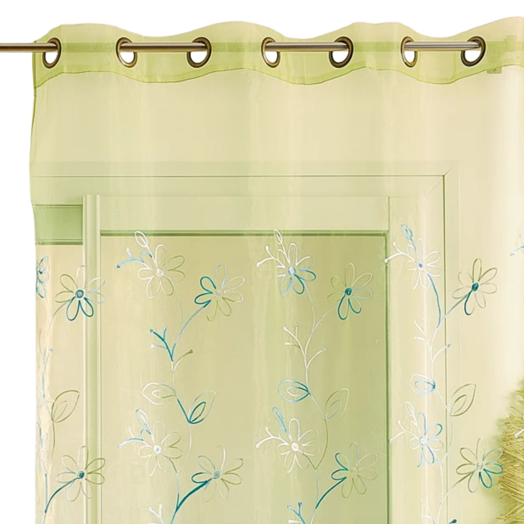 Voilage anis et broderie fil satiné — vue 3