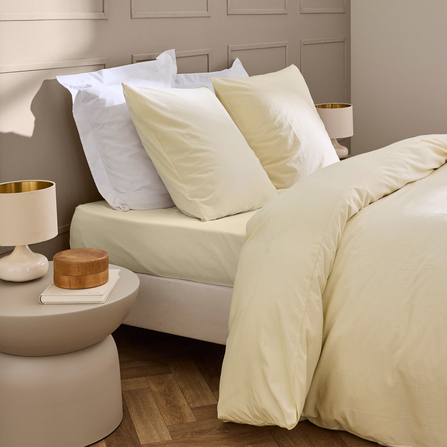 Drap-housse en coton lavé motif carreaux jacquard — vue 6