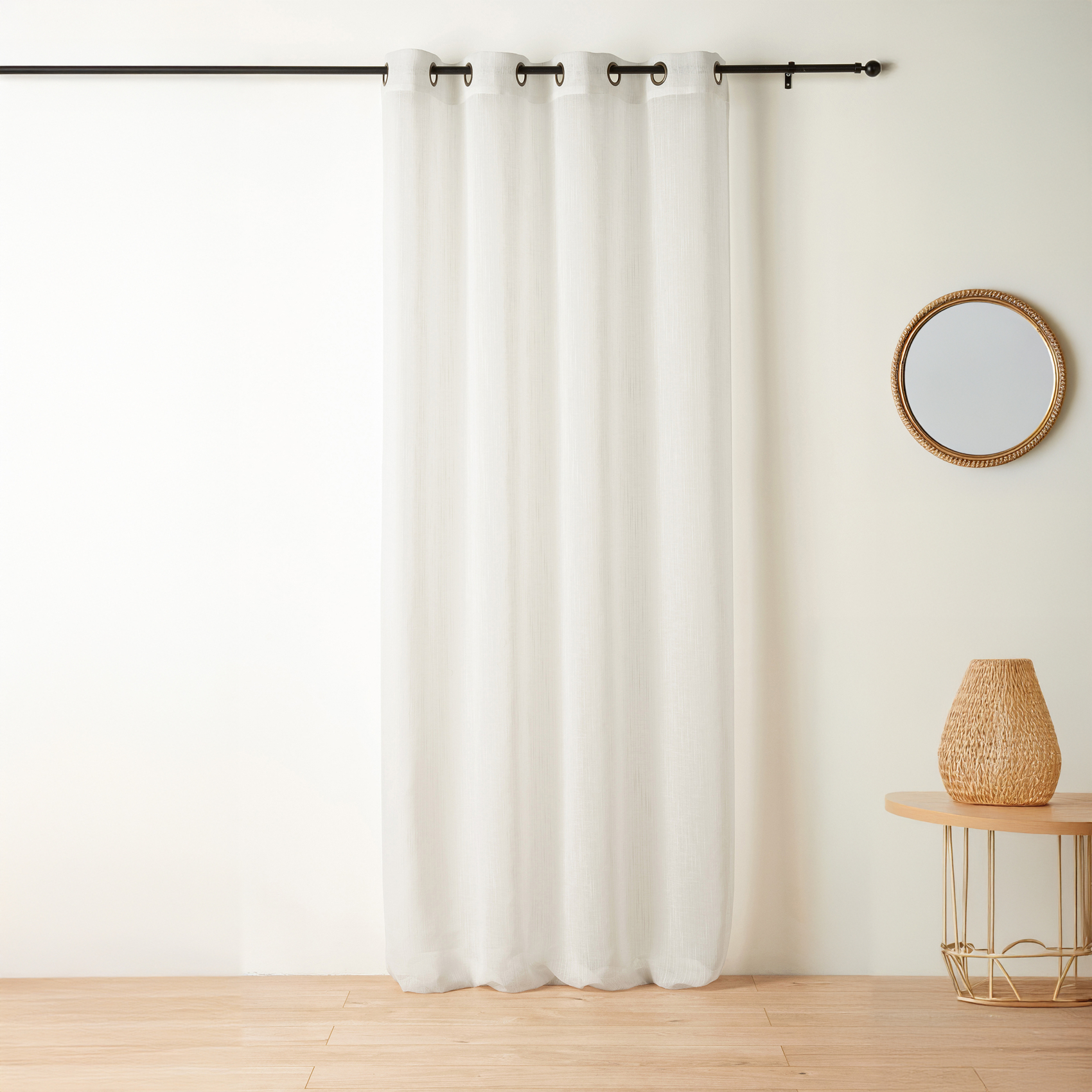 Voilage à oeillets tamisant à fil flammé