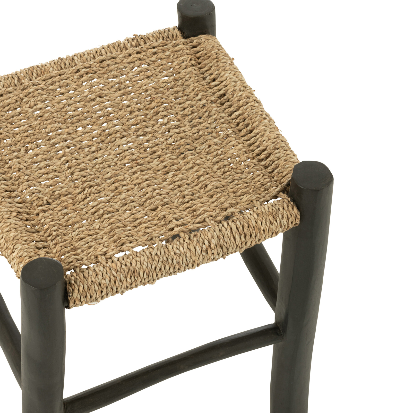 Tabouret carré en bois de teck et jonc de mer — vue 4