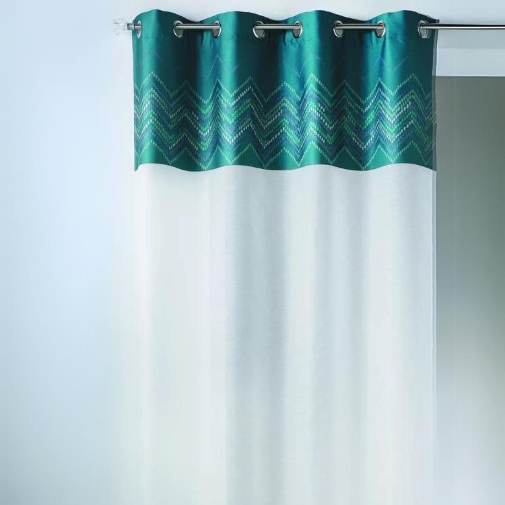 Voilage en jacquard avec parement haut chevron — vue 3