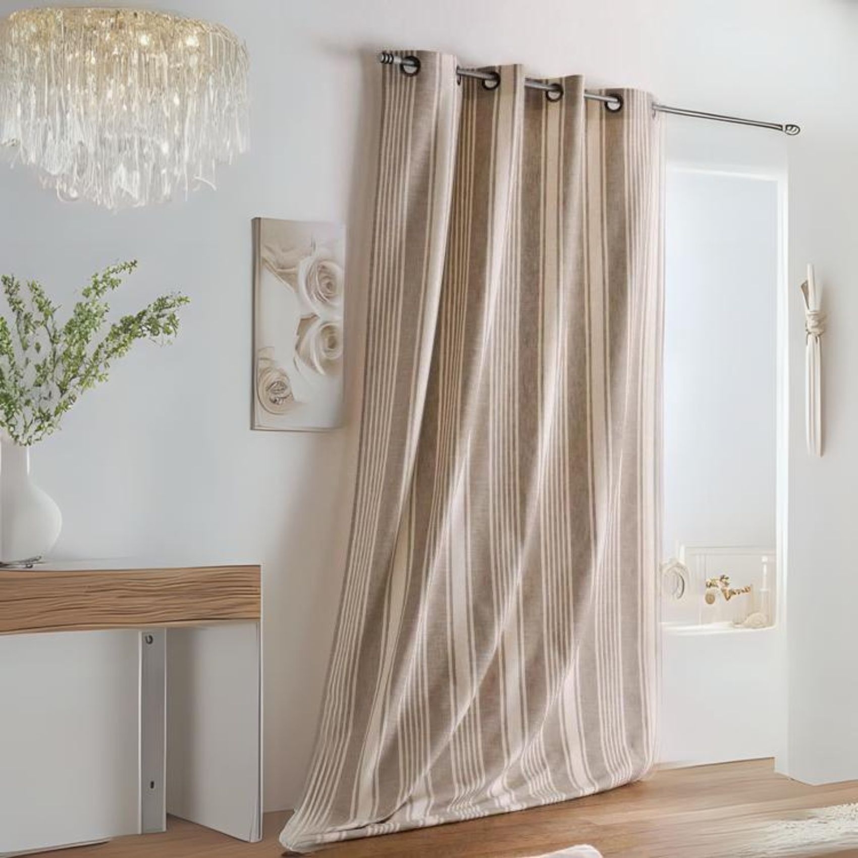 Rideau à Rayures Verticales en Coton