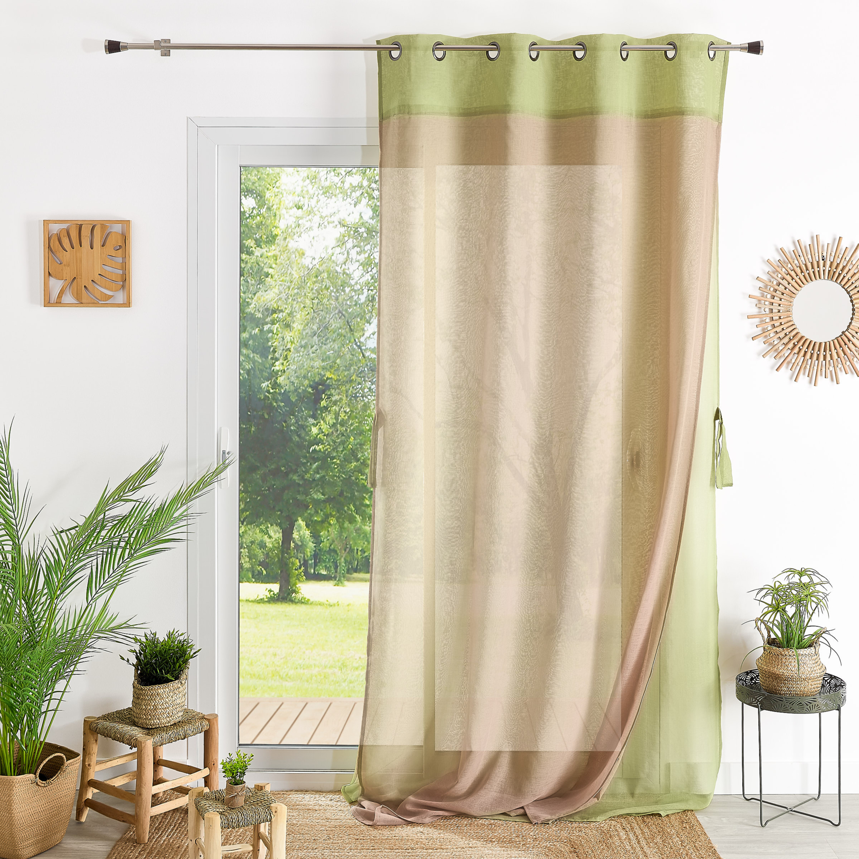 Voilage Double étamine avec parement de couleur