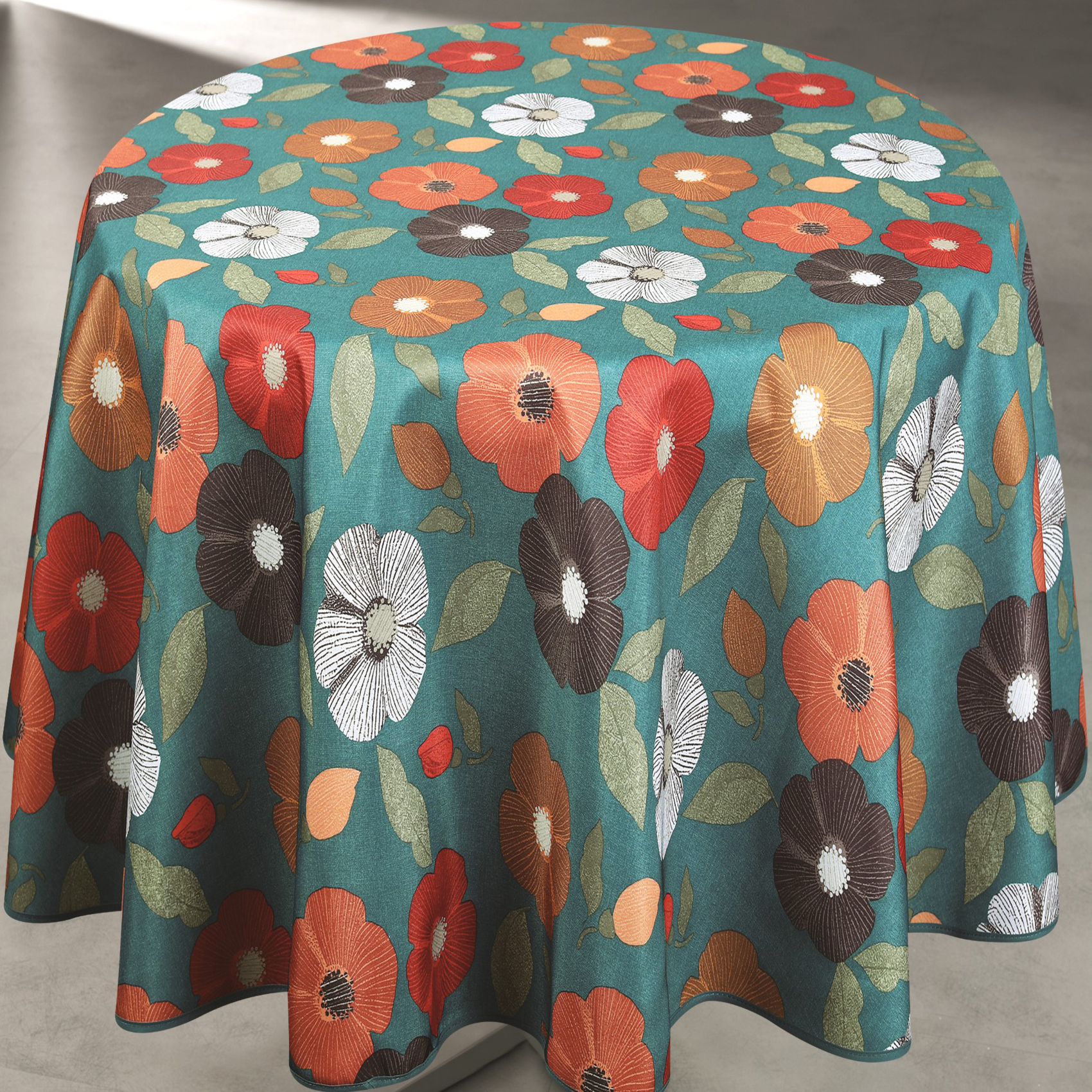 Nappe ronde anti tache à fleurs — vue 3