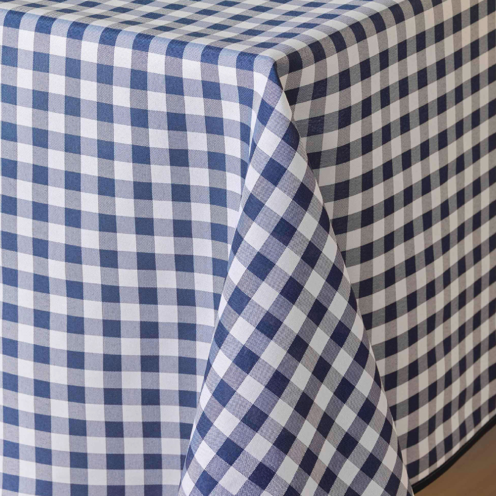 Nappe Rectangle Infroissable Vichy Bleu Antitache — vue 3