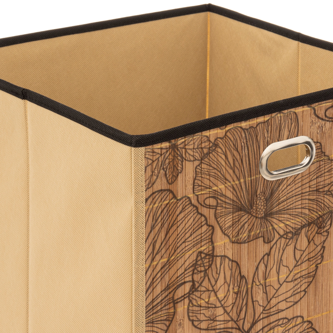 Panier de rangement en bambou à motif exotique — vue 3