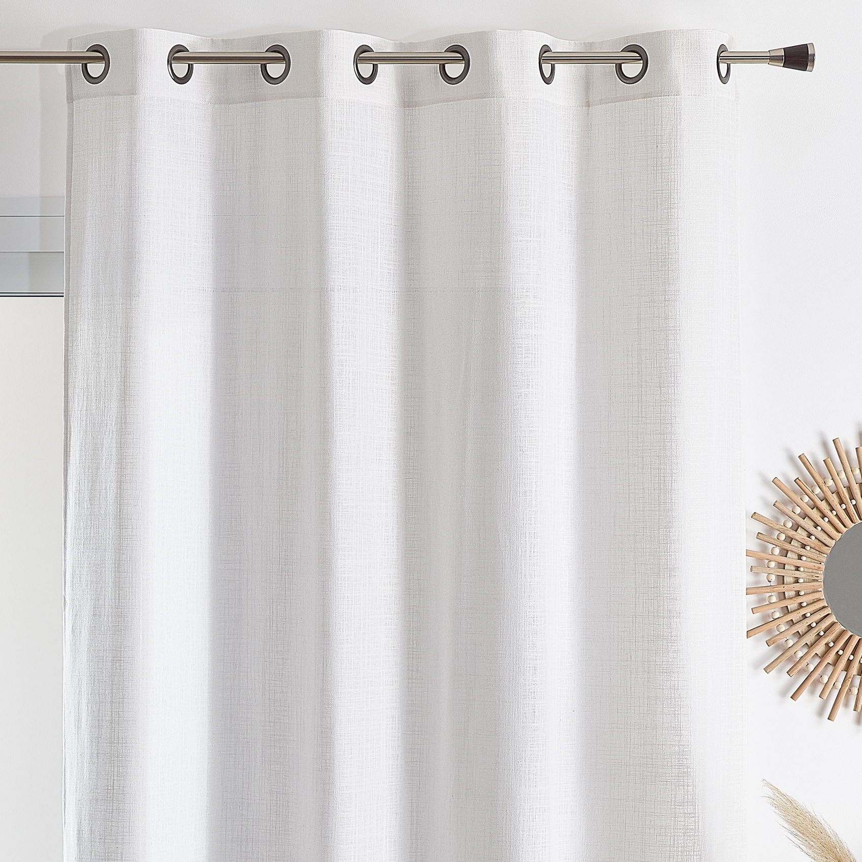 Voilage à oeillets uni en polycoton et lin — vue 6