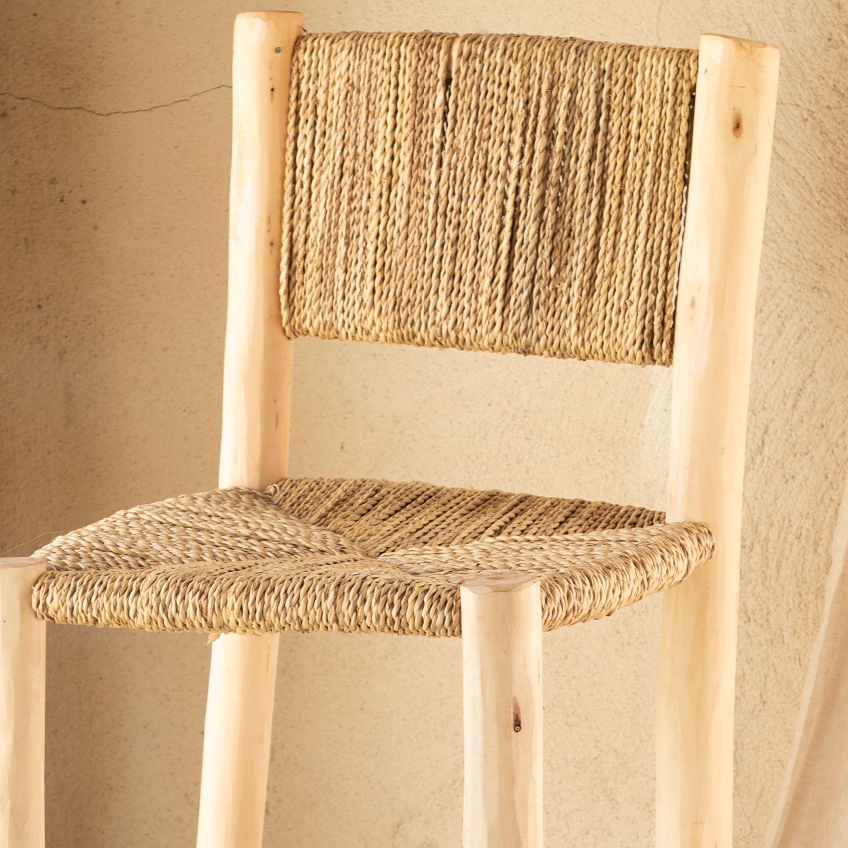Tabouret de bar bois dossier aligné — vue 3