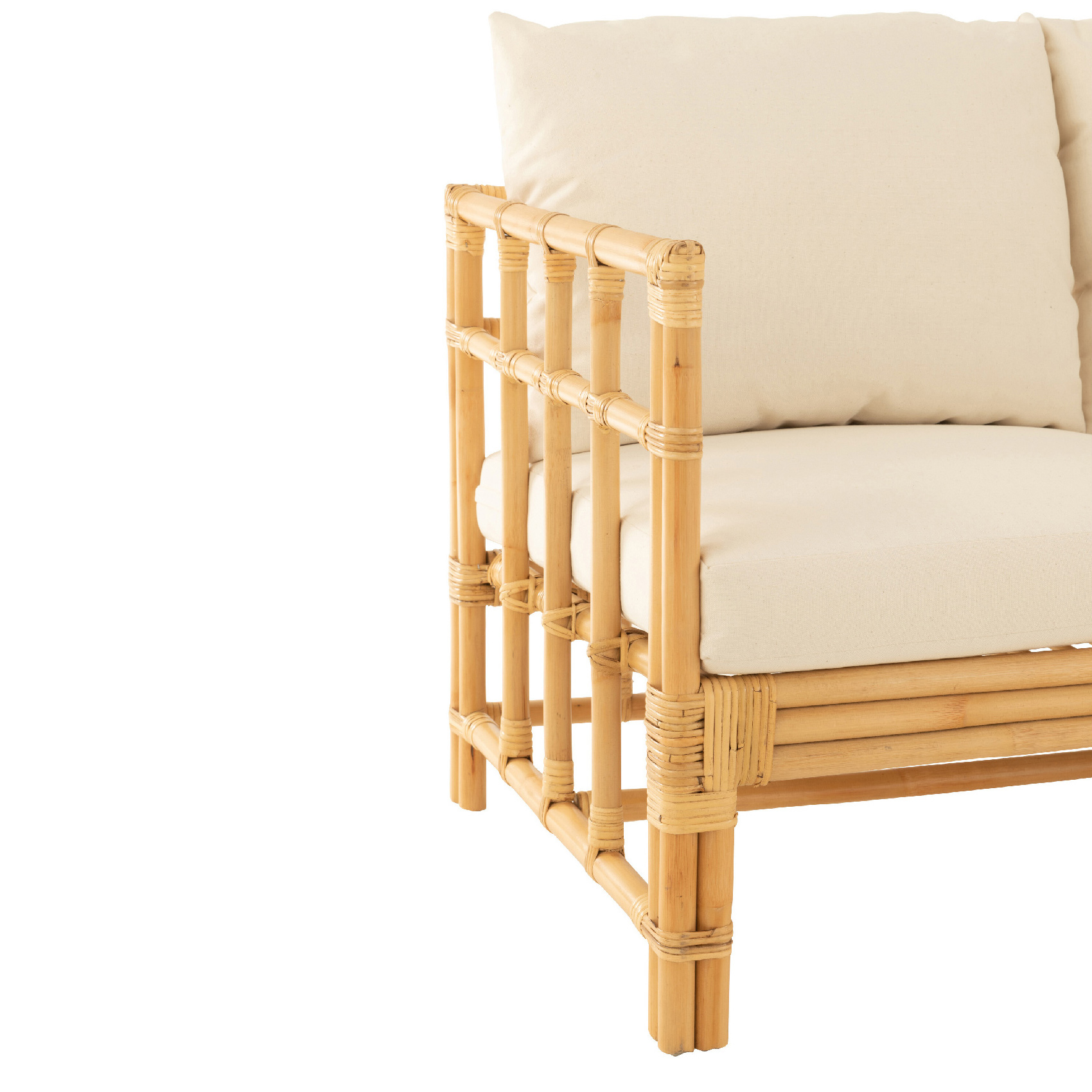 Canapé deux places en rotin avec coussins — vue 5