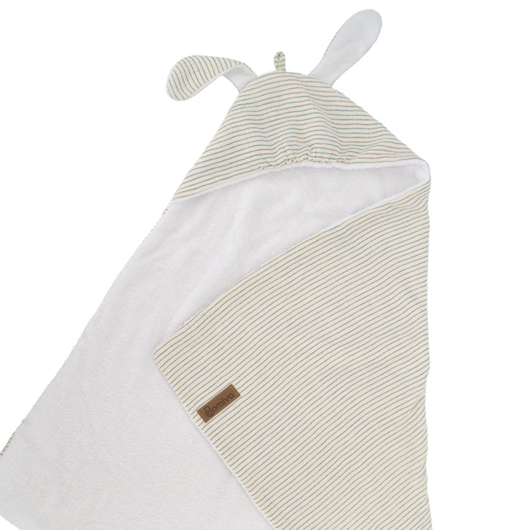 Sortie de bain bébé en mousseline à rayures avec capuche — vue 3