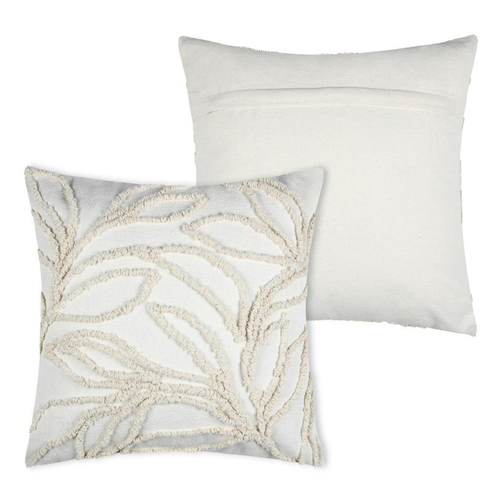 Coussin carré effet matière brodé de feuilles — vue 4