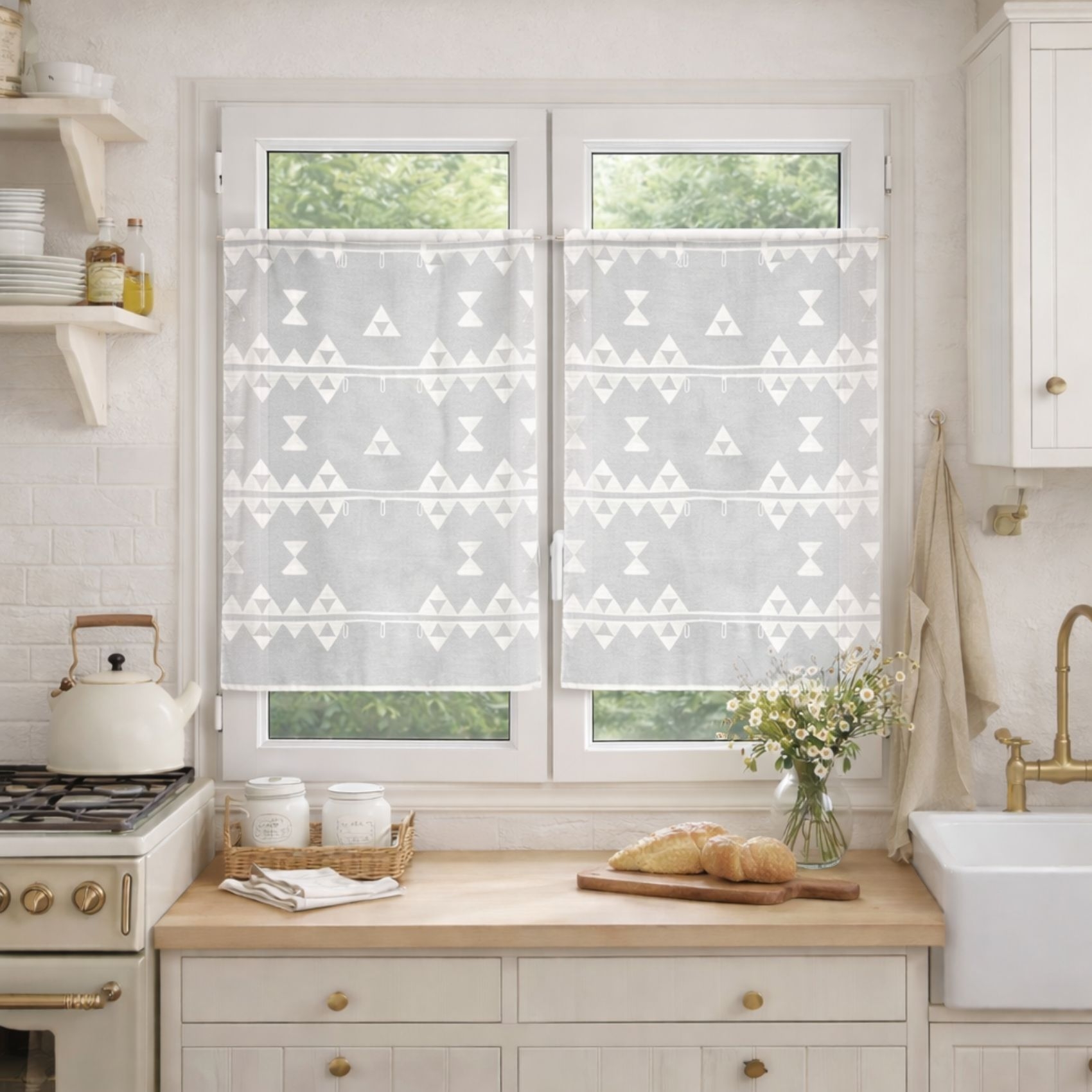 Petit voilage de fenêtre broderie triangle — vue 4