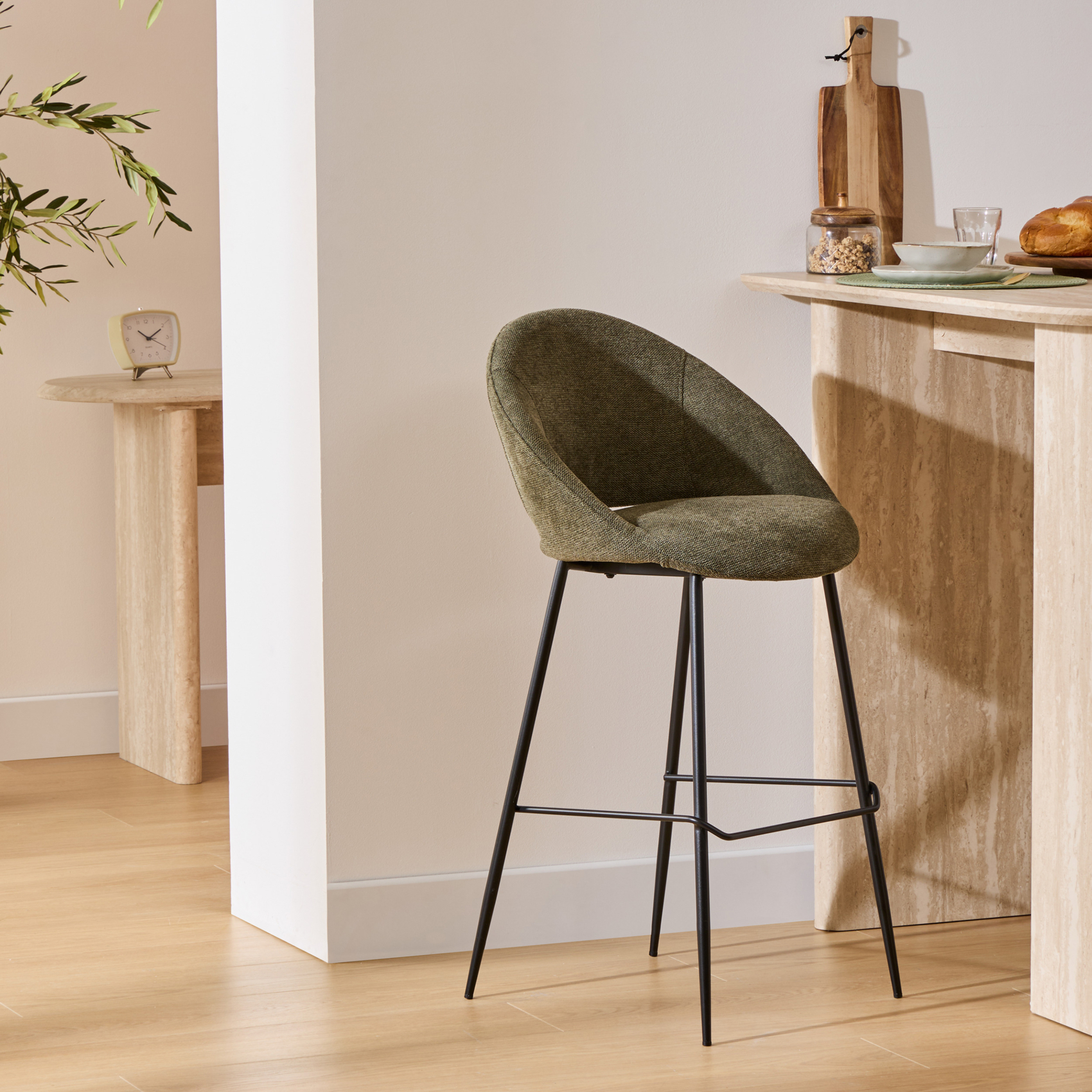 Lot de 2 tabourets de bar haut en tissu rembourré — vue 5