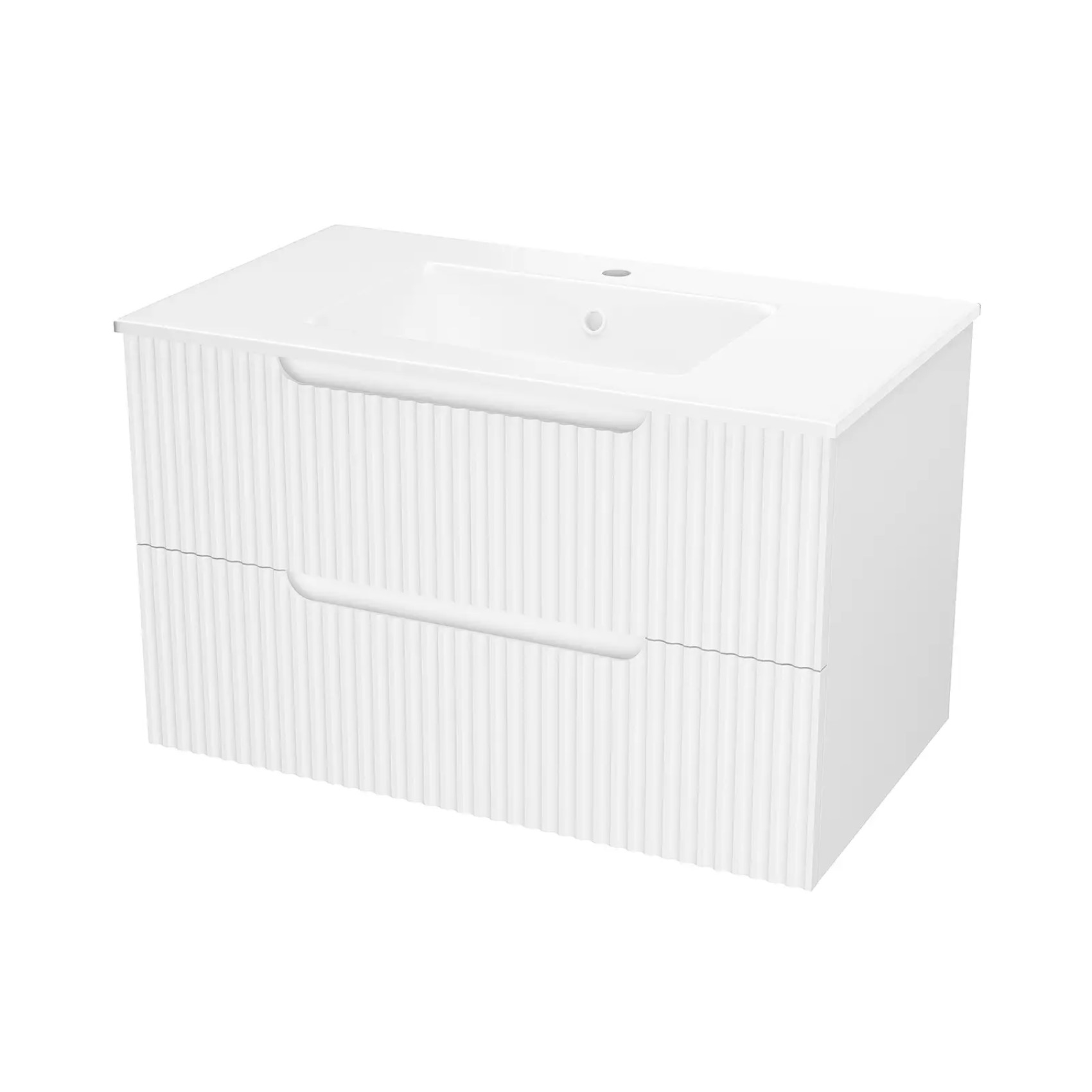 Meuble de salle de bain ondulé à suspendre avec vasque à encastrer