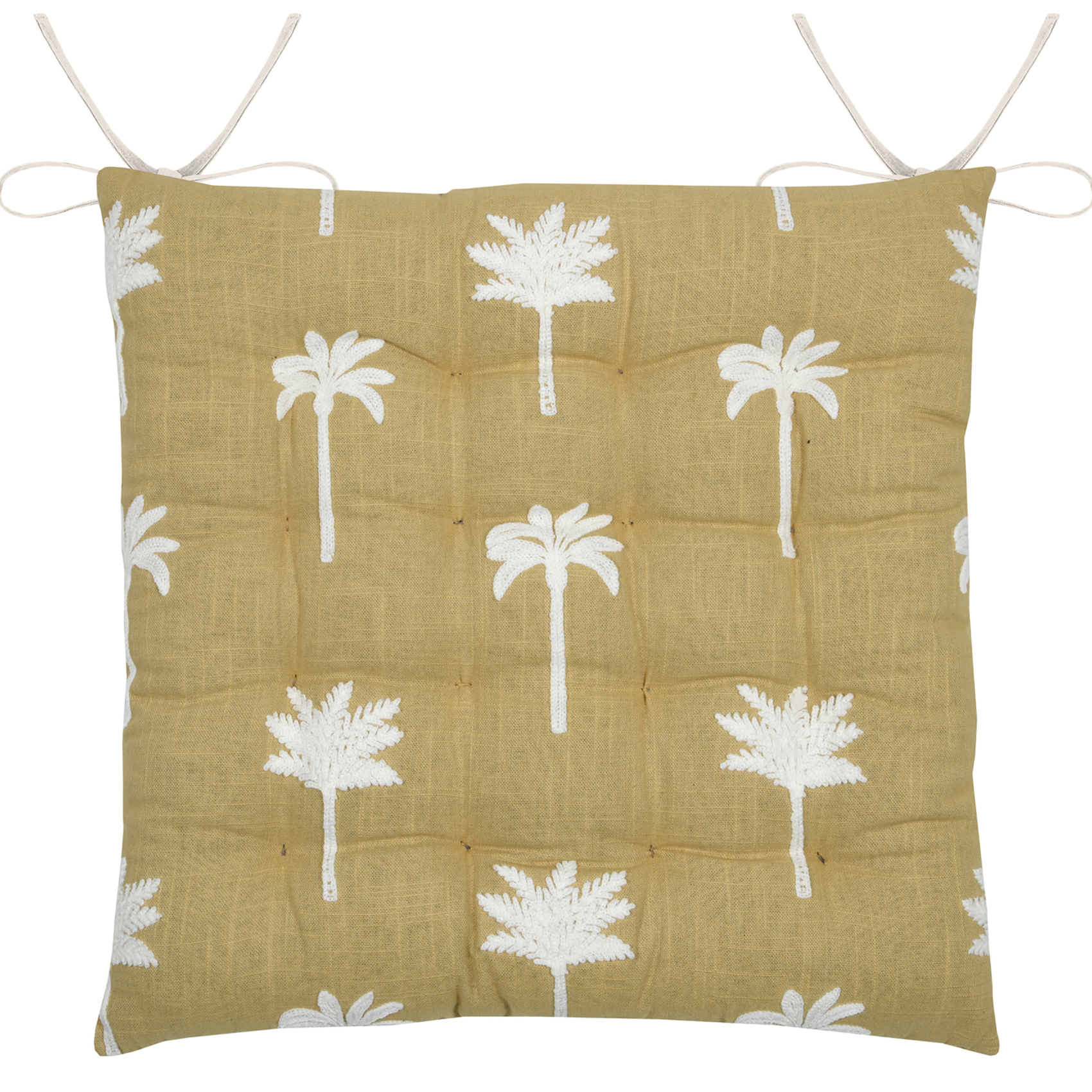 Galette de chaise brodée à motifs palmiers