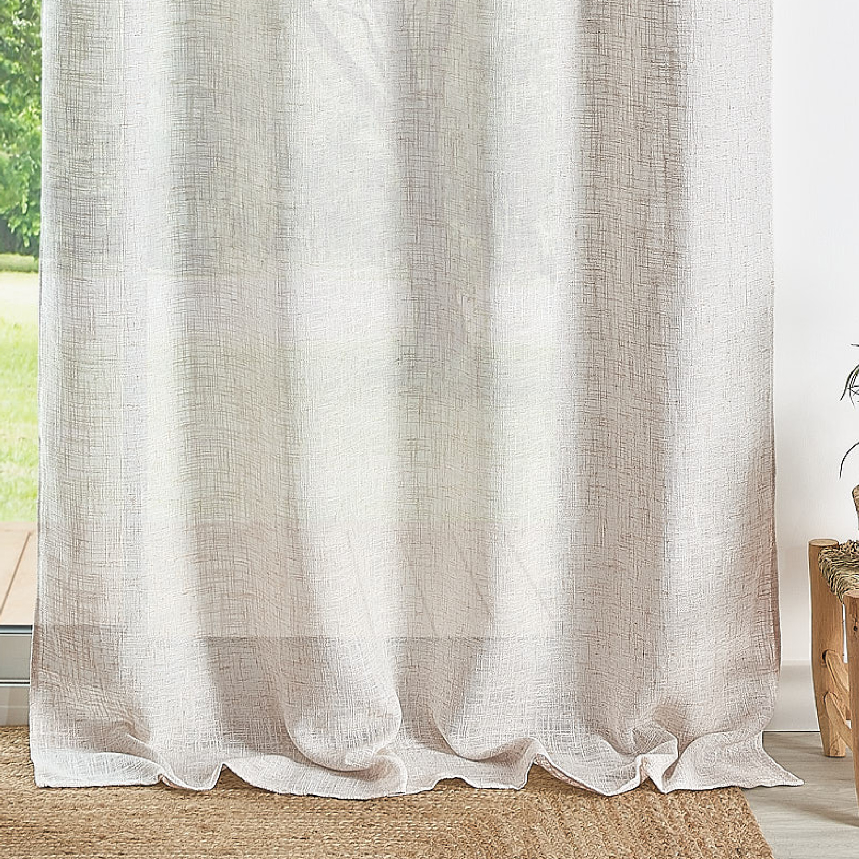 Voilage à oeillets naturel effet lin — vue 4