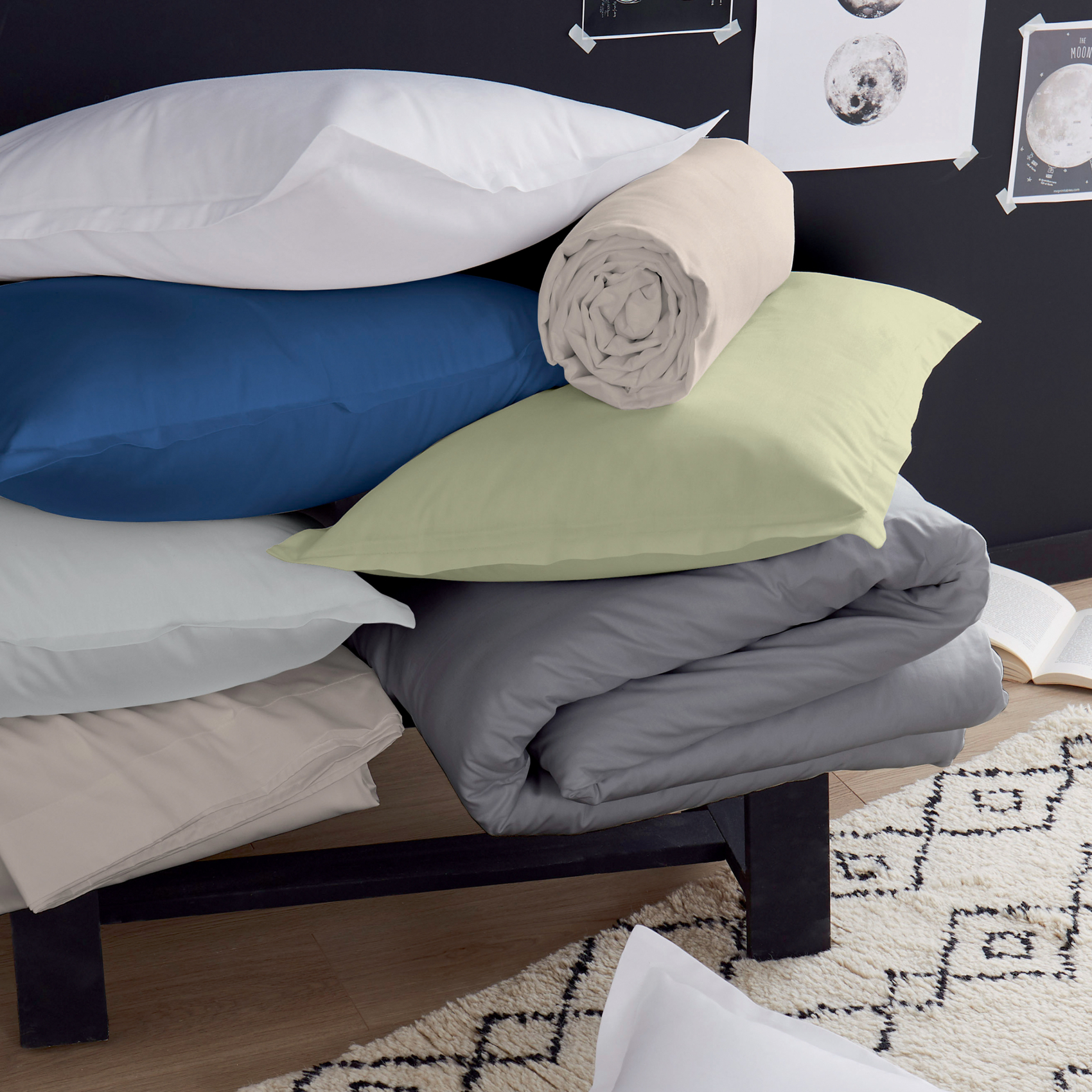 Drap-housse uni en satin de coton — vue 4