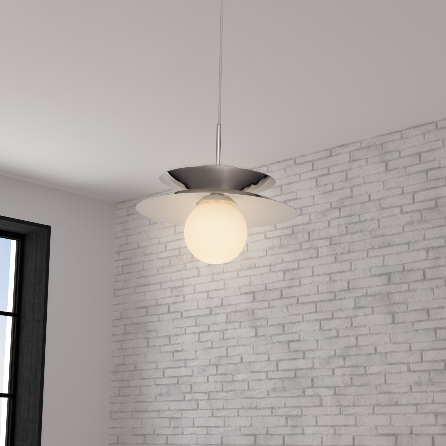 Suspension en métal effet chrome avec globe en verre — vue 6
