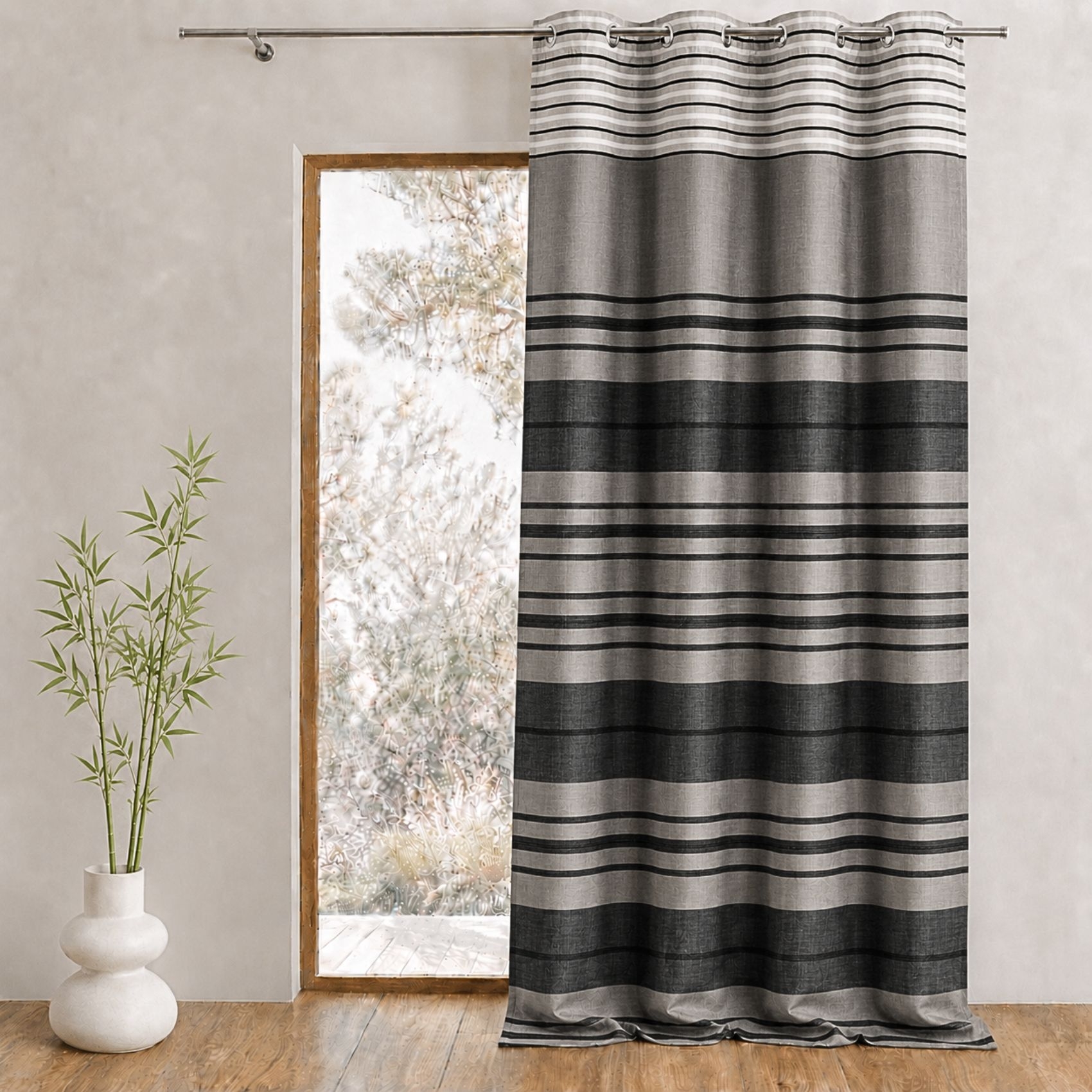 Rideau shantung rayure chenille — vue 5