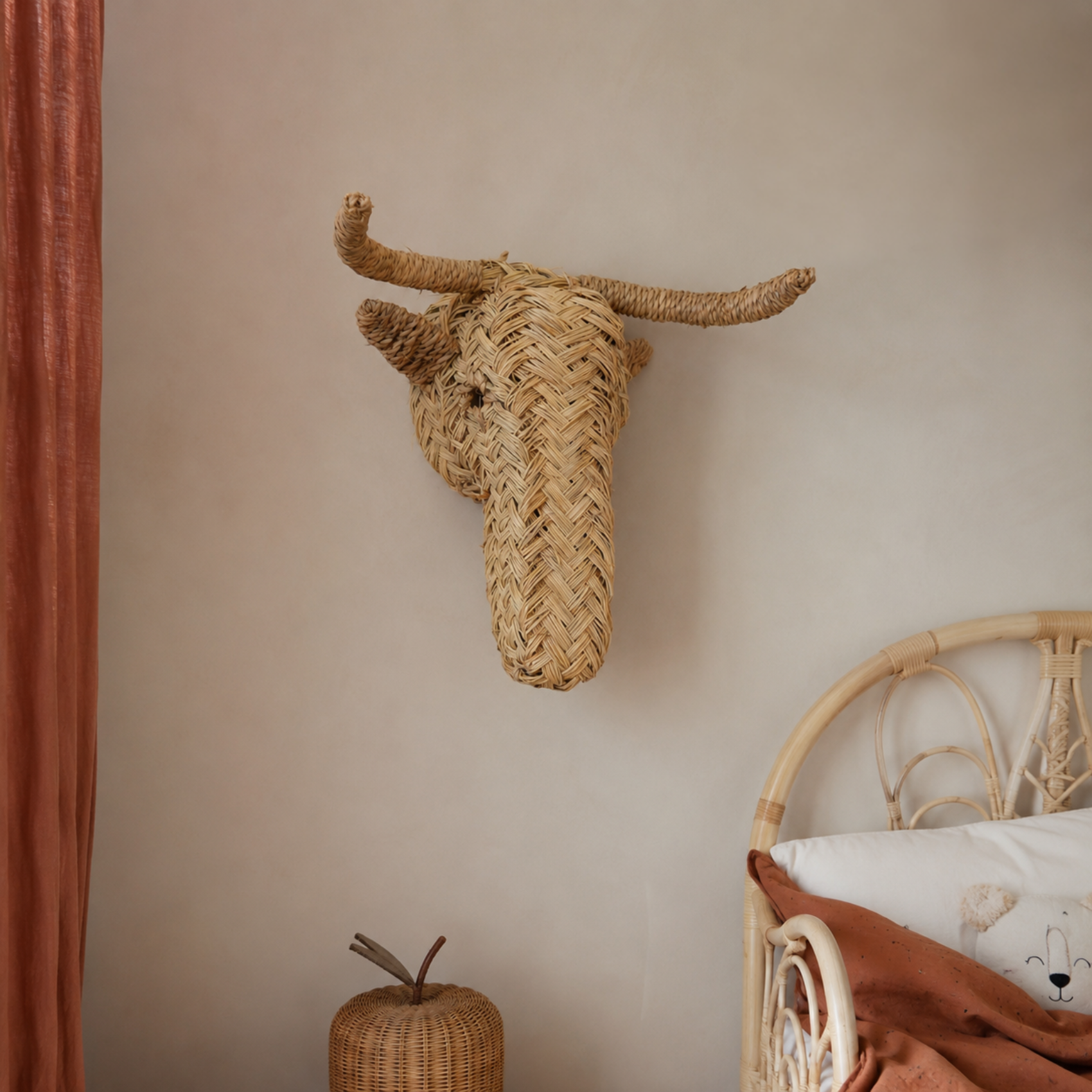 Déco murale petite tête d'élan en paille — vue 4