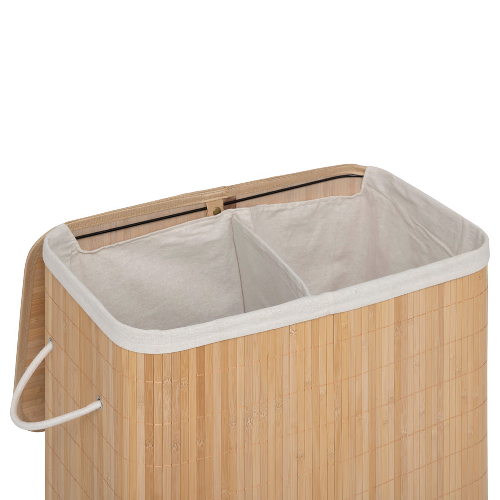 Panier à linge double 100L en bambou — vue 3