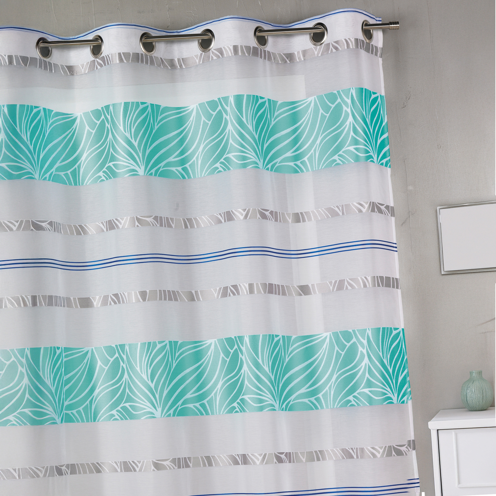 Voilage en jacquard à rayures horizontales colorées