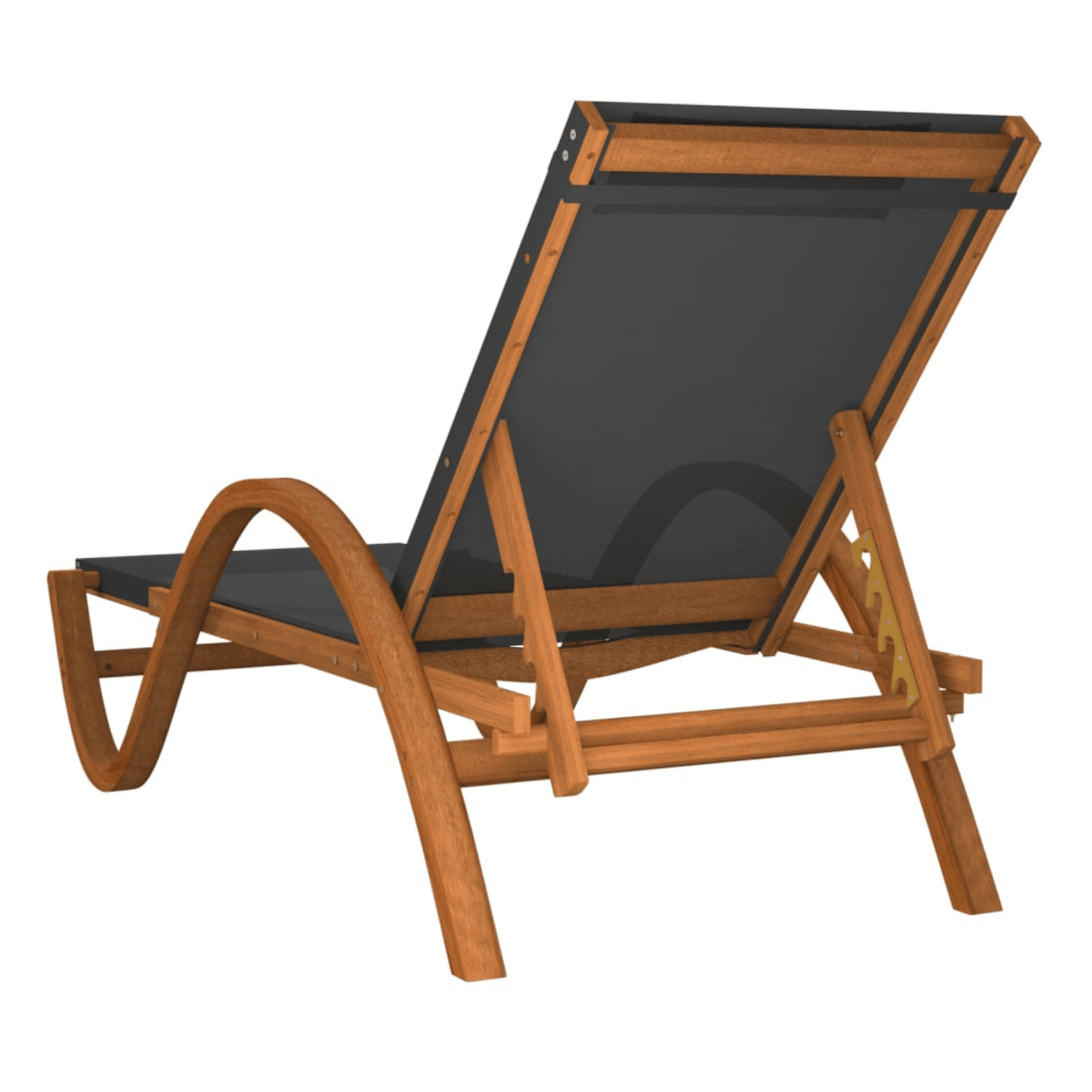 Chaise longue extérieure en bois massif avec coussin — vue 3