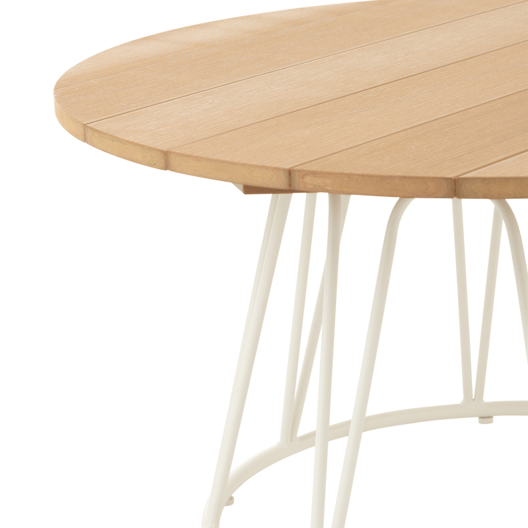 Table basse ronde effet bois et fer — vue 3