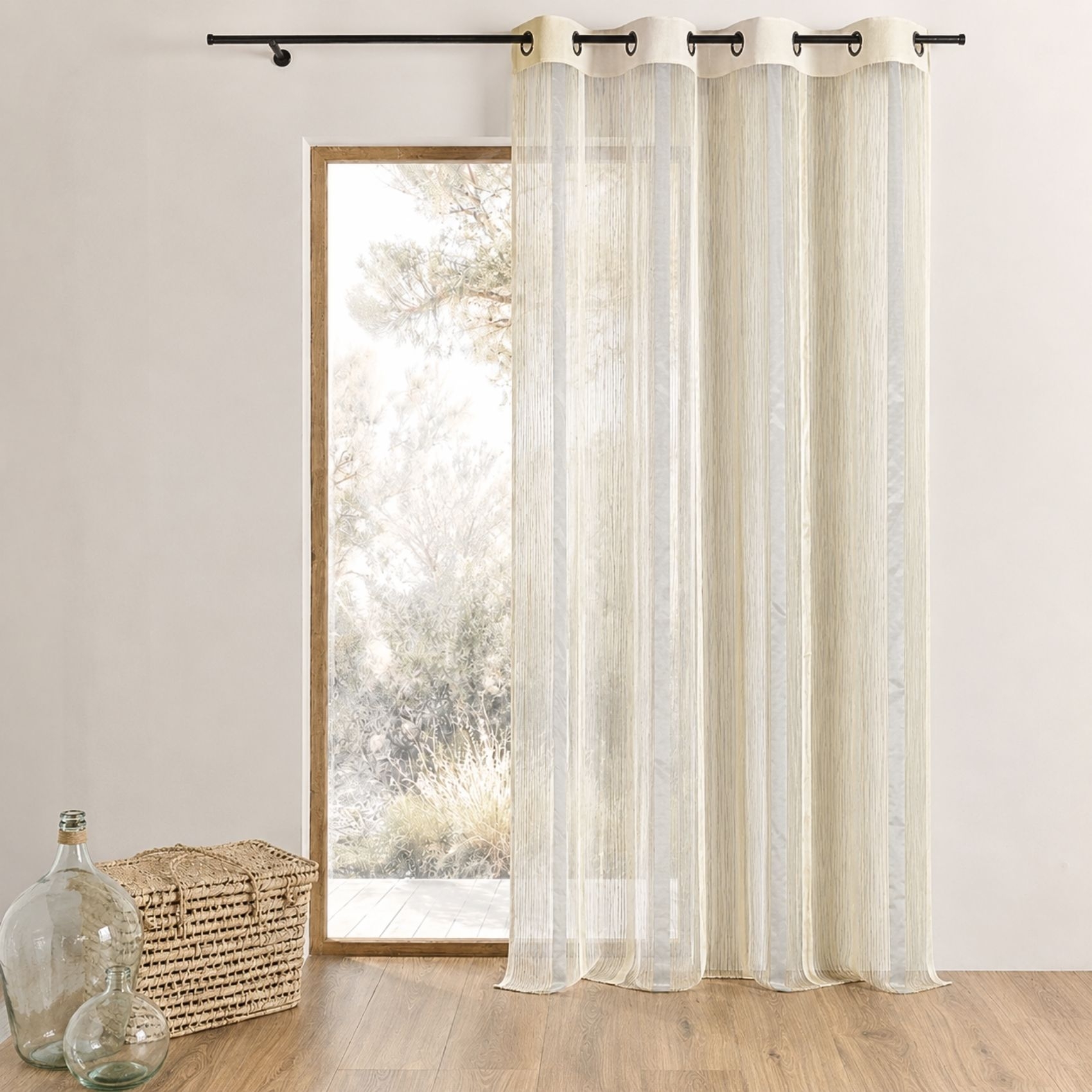 Voilage organza à rayures verticales et parement — vue 5