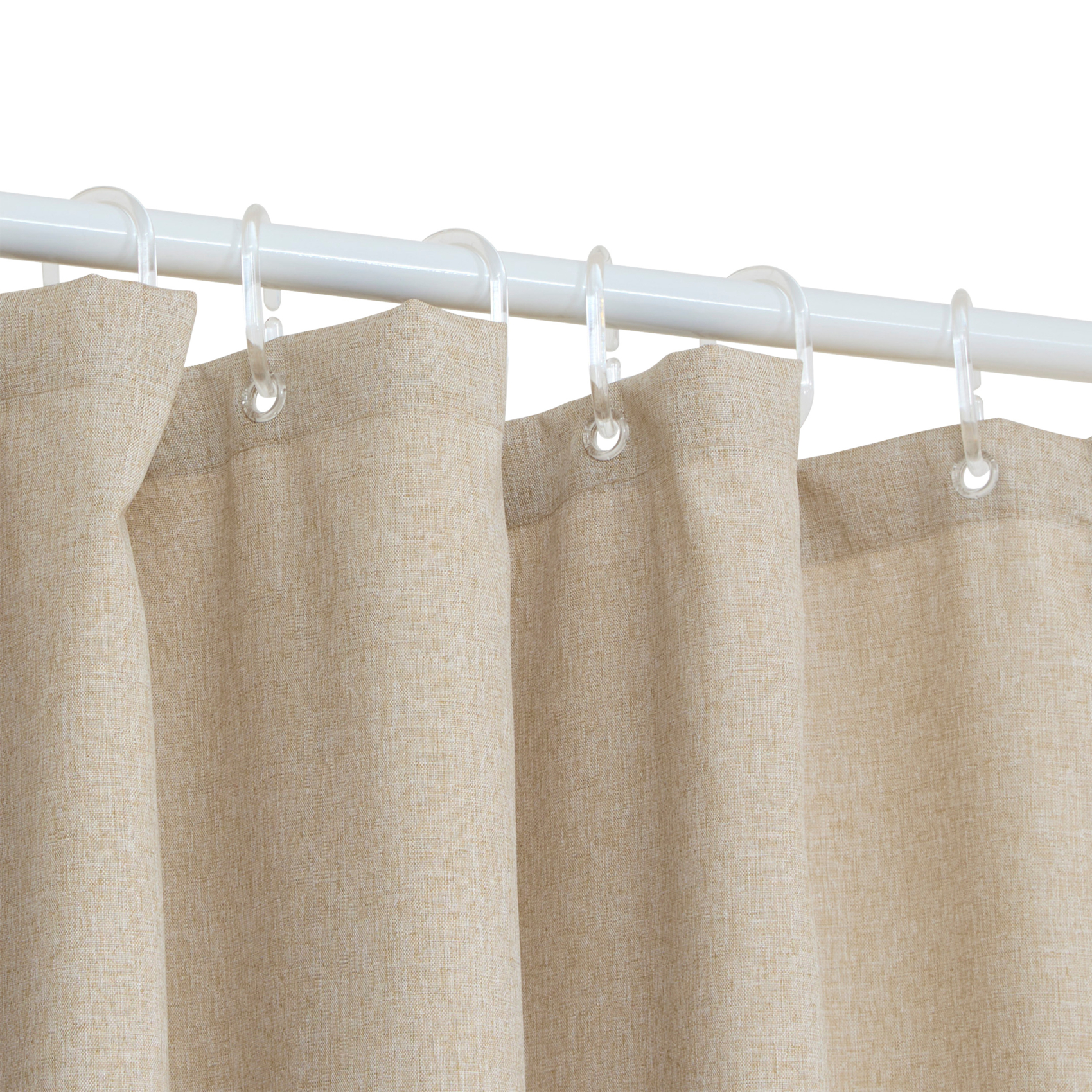 Rideau de douche effet lin crochets transparents — vue 4