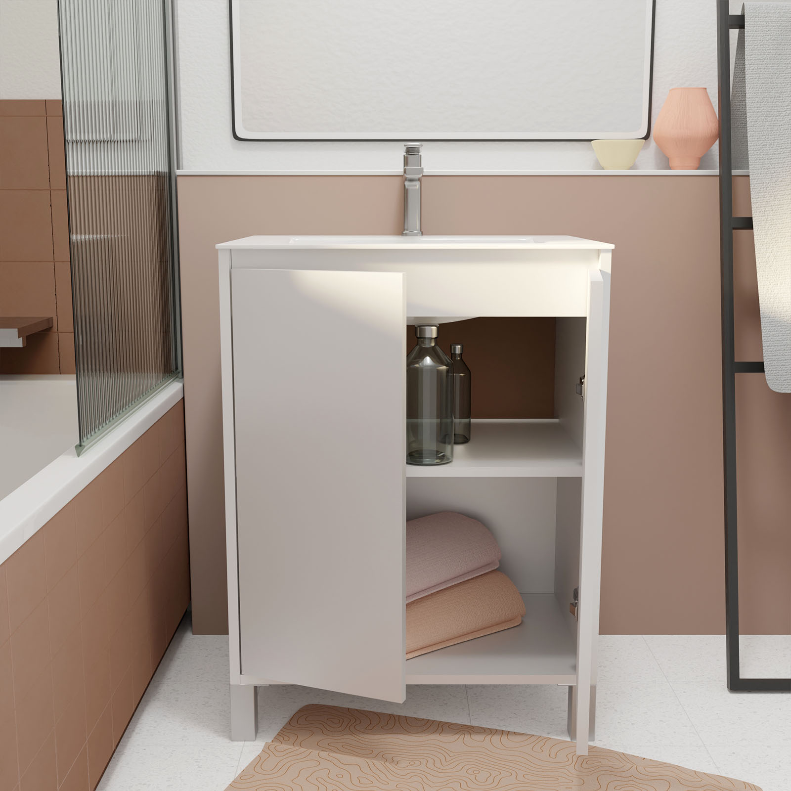 Meuble de salle de bains sur pieds avec 2 portes et vasque — vue 5
