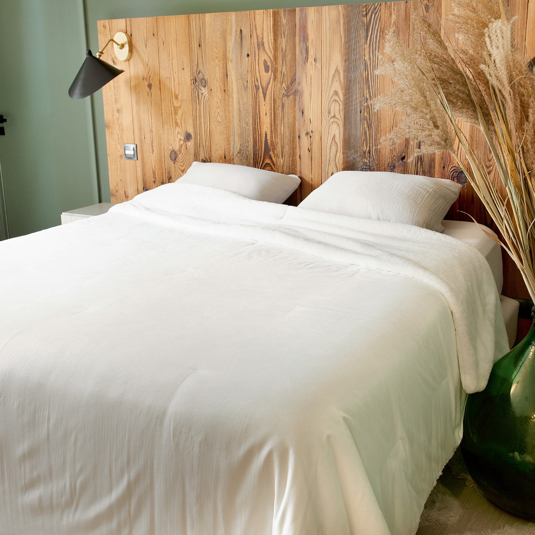 Jeté de lit Réversible Polaire/Motif Jacquard