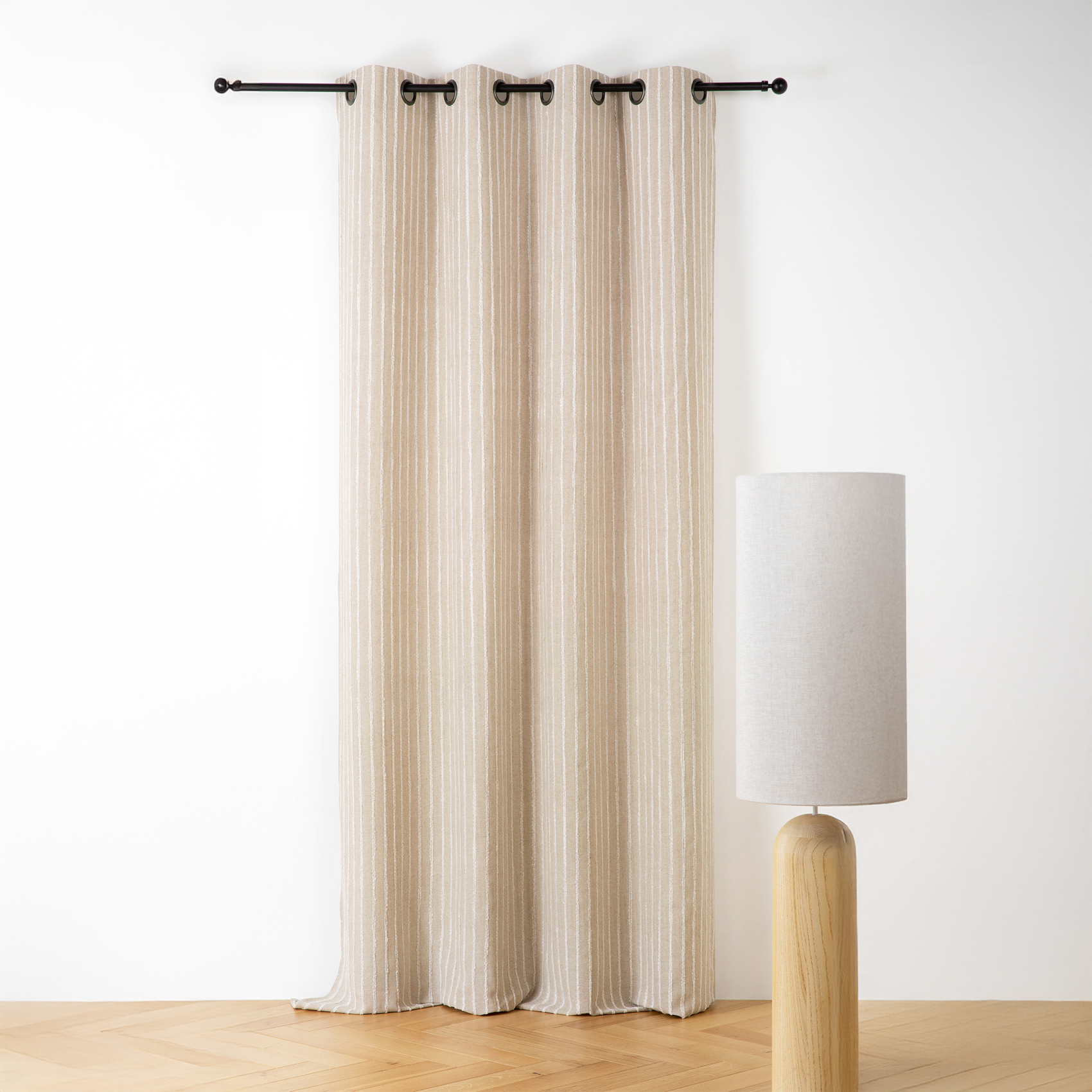 Rideau en lin et coton rayures tuftées — vue 5