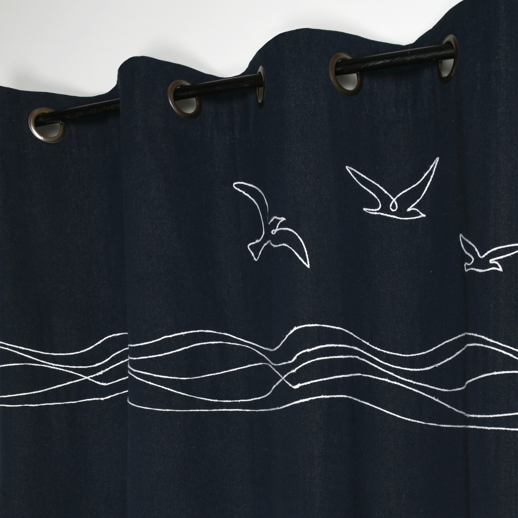 Rideau tamisant polycoton à œillets motif bord de mer — vue 4