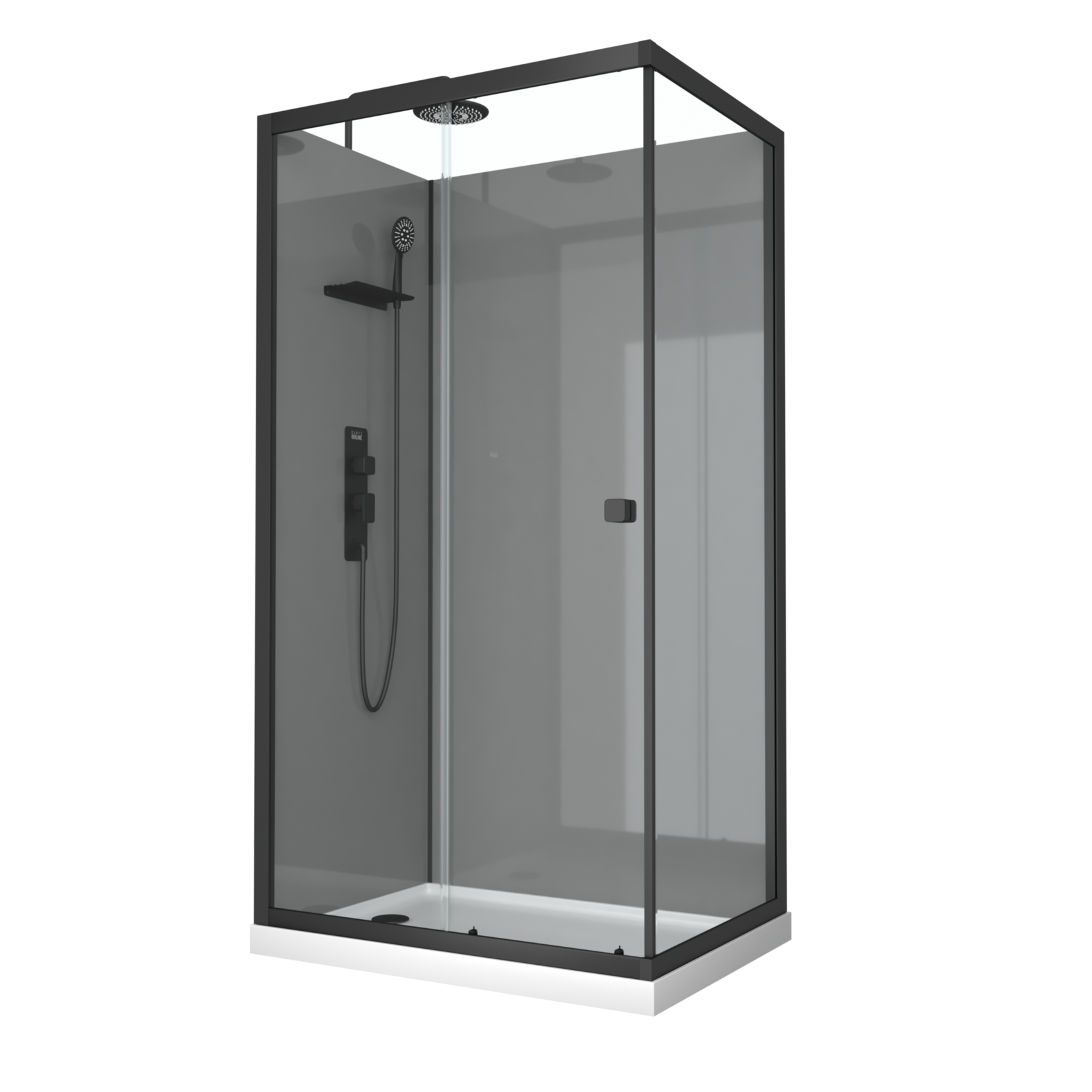 Cabine de douche rectangulaire avec receveur bas et porte coulissante