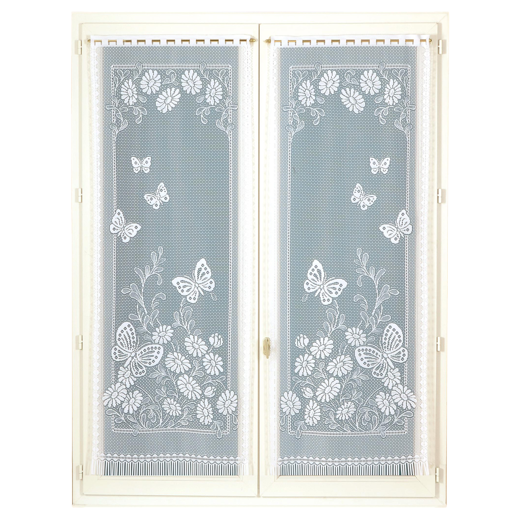 Paire de vitrages frangés et dentellés papillons — vue 3