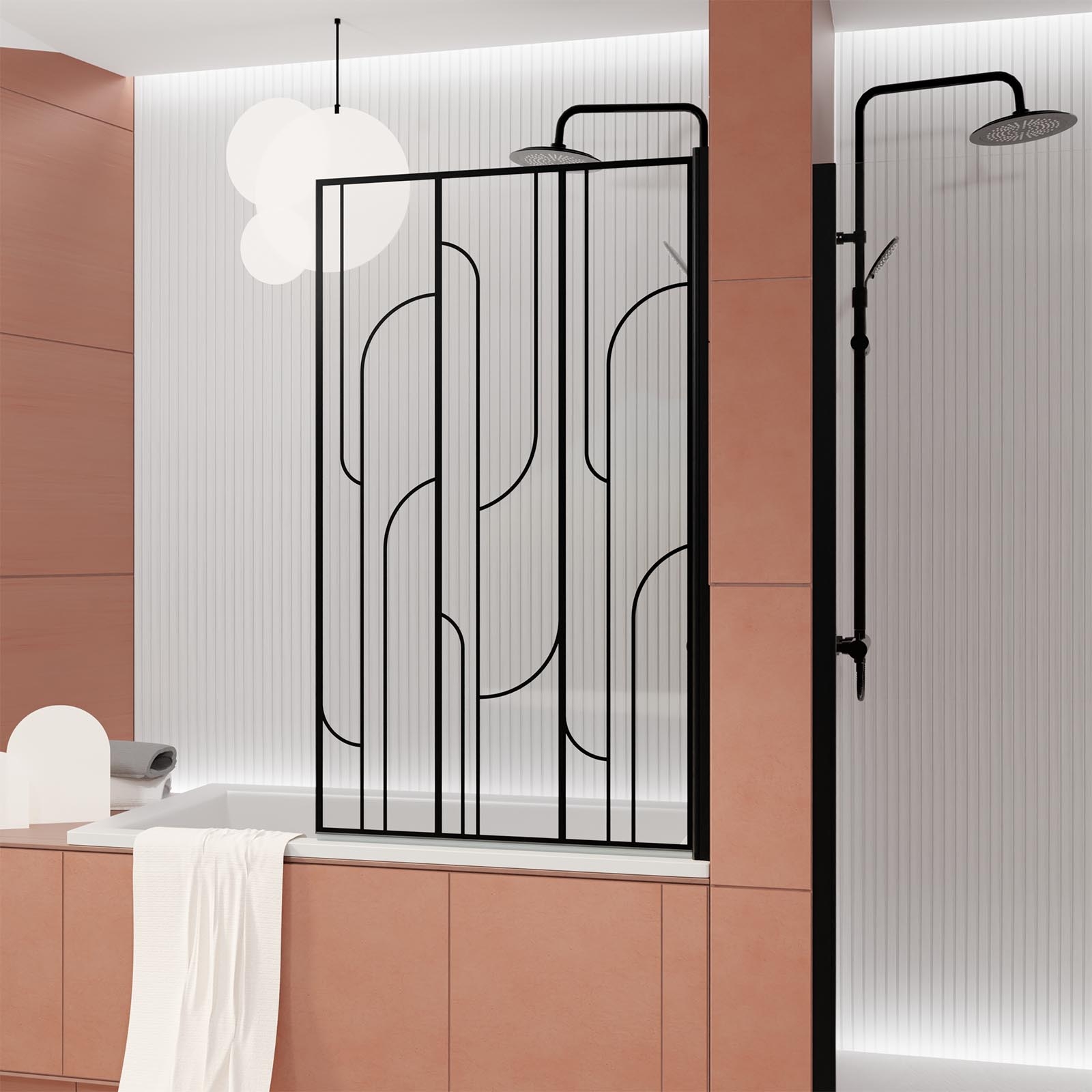 Pare-baignoire rabattable en verre trempé sérigraphié Art déco — vue 5