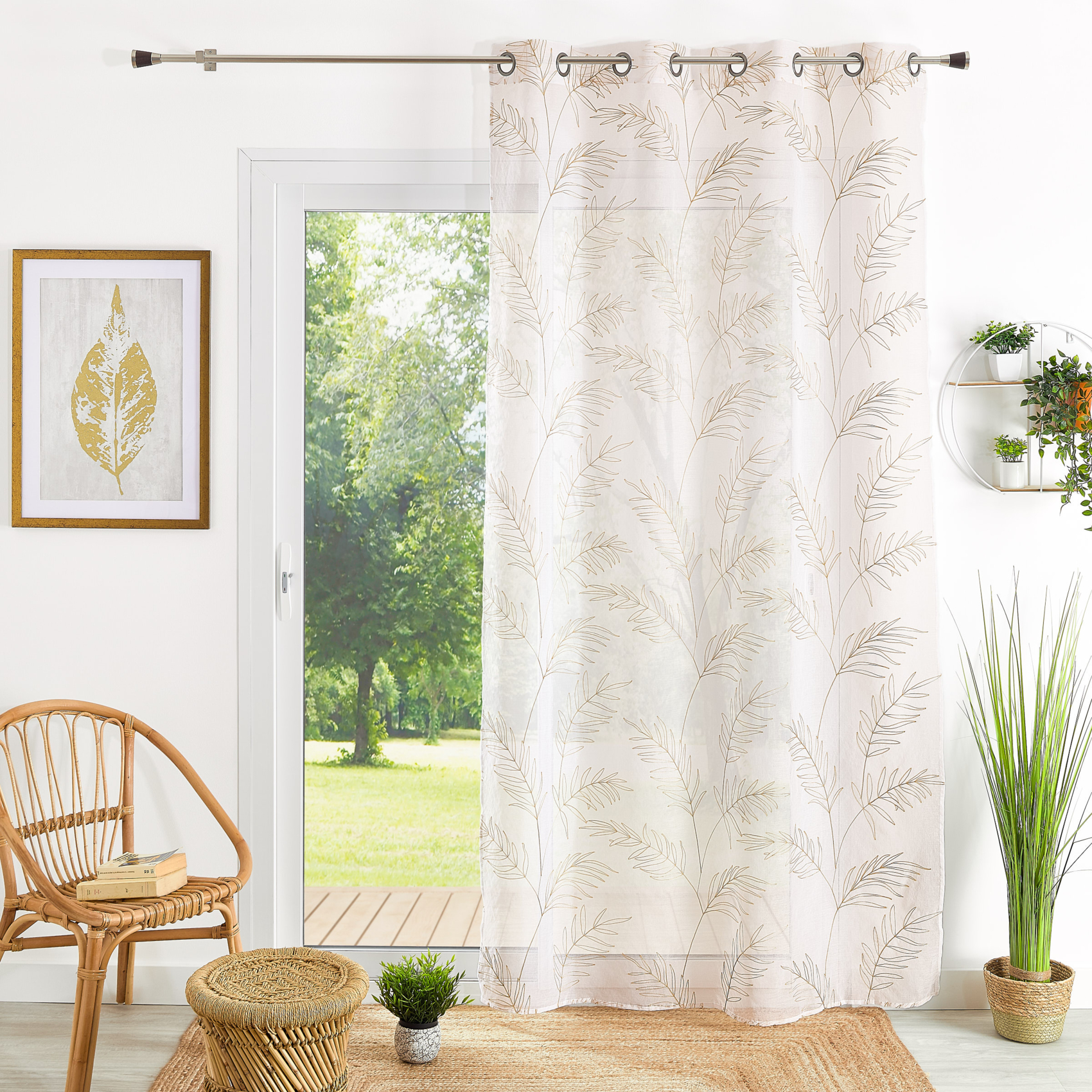 Voilage brodé motif feuilles — vue 3