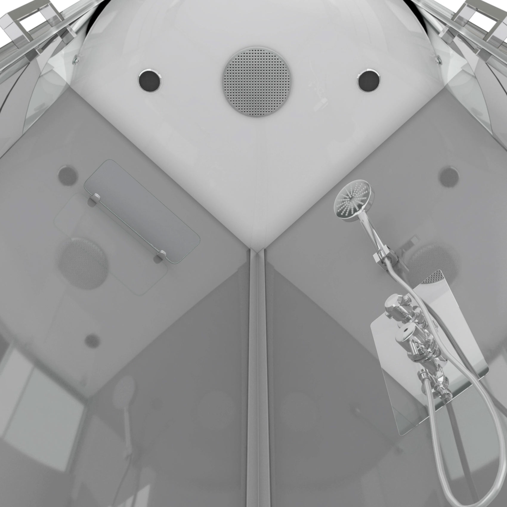 Cabine de douche ronde à bandes laquées — vue 4