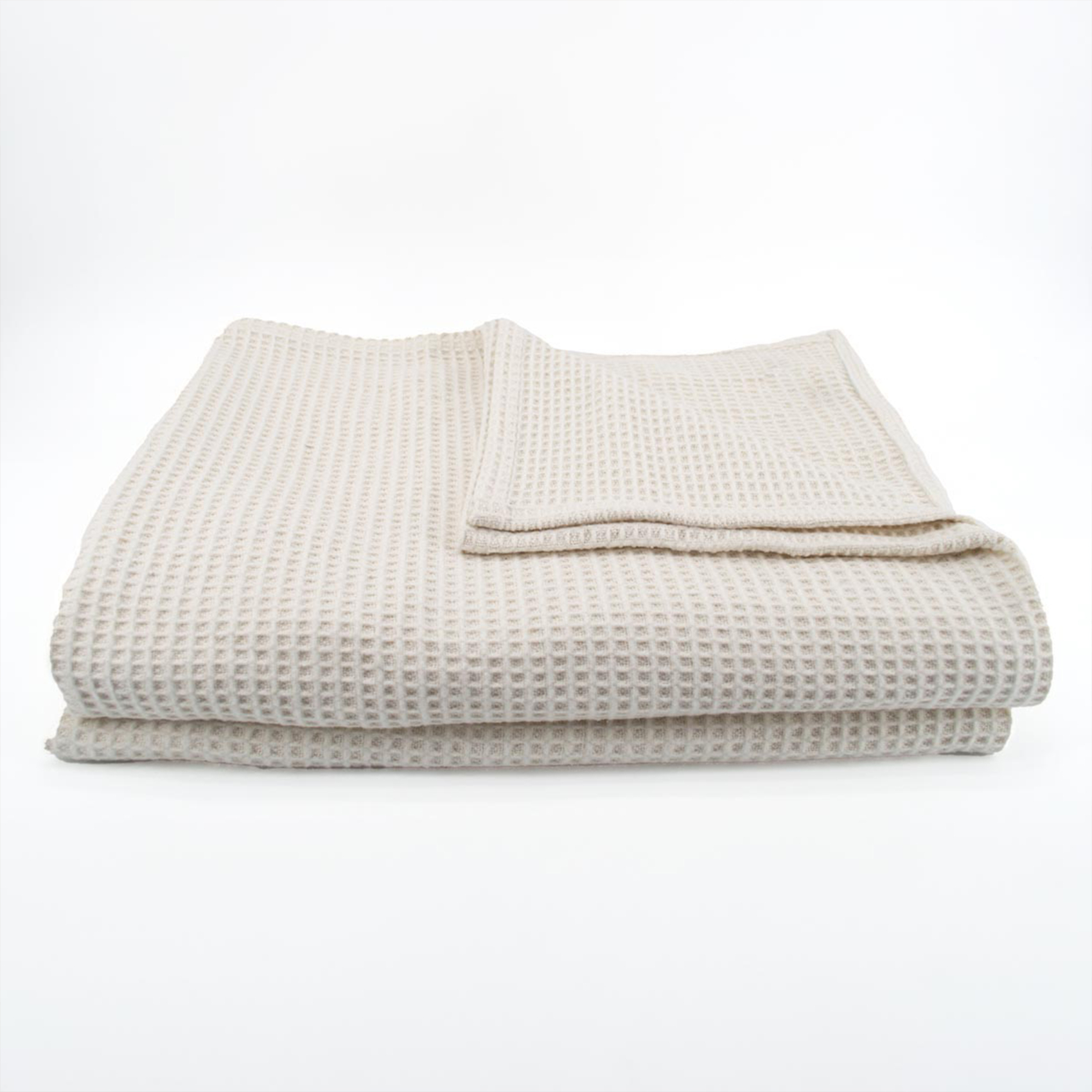 Dessus de lit tissé en coton recyclé motif nid d’abeille