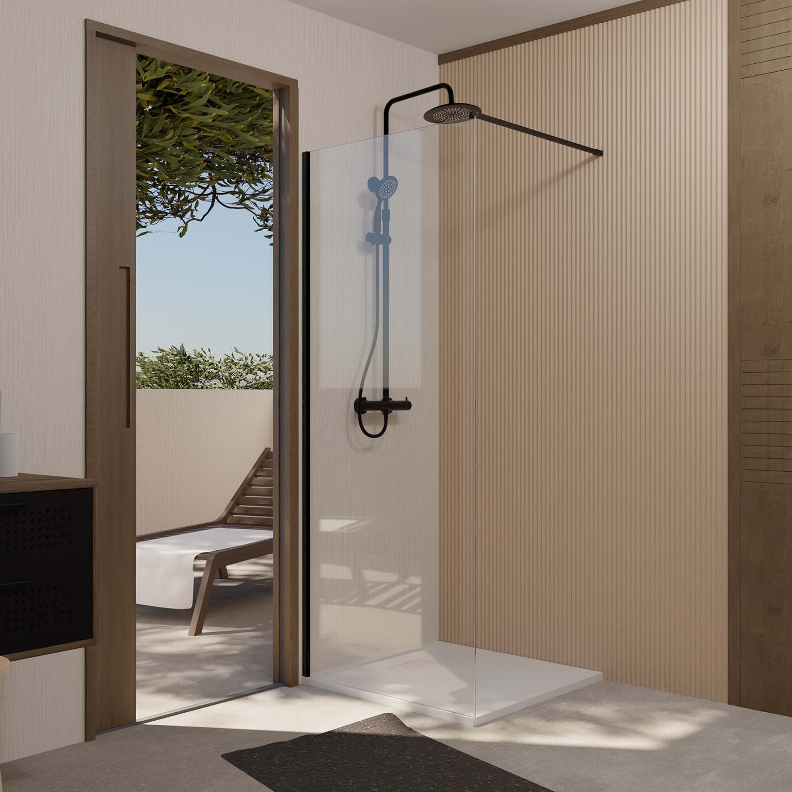 Paroi de douche à l’italienne en verre trempé 8 mm anticalcaire — vue 5