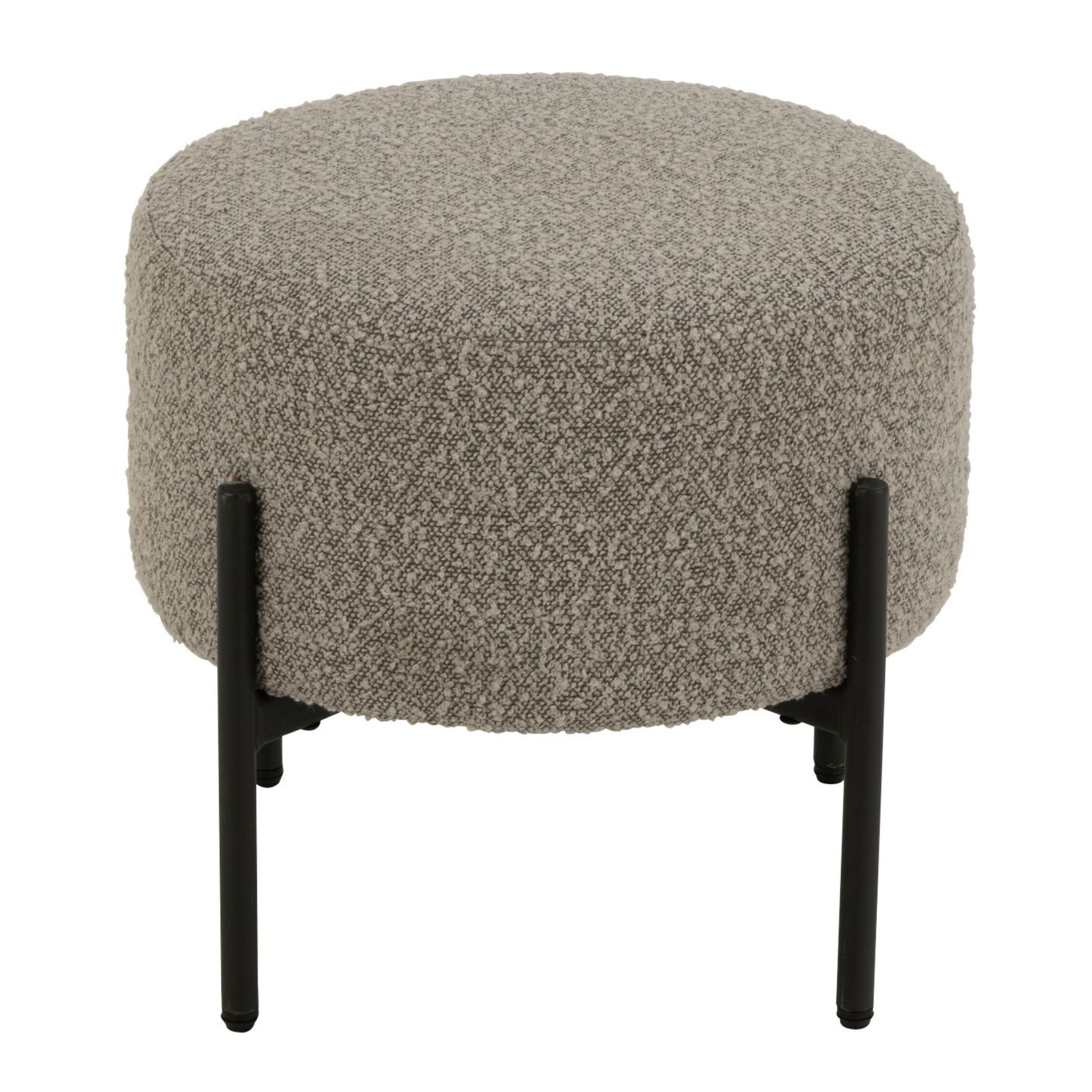 Petit tabouret rond en bois et tissu bouclette — vue 3