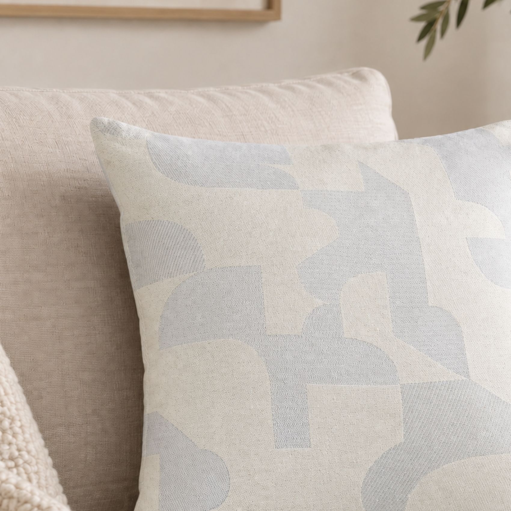 Coussin jacquard géométrique texturé rétro — vue 4