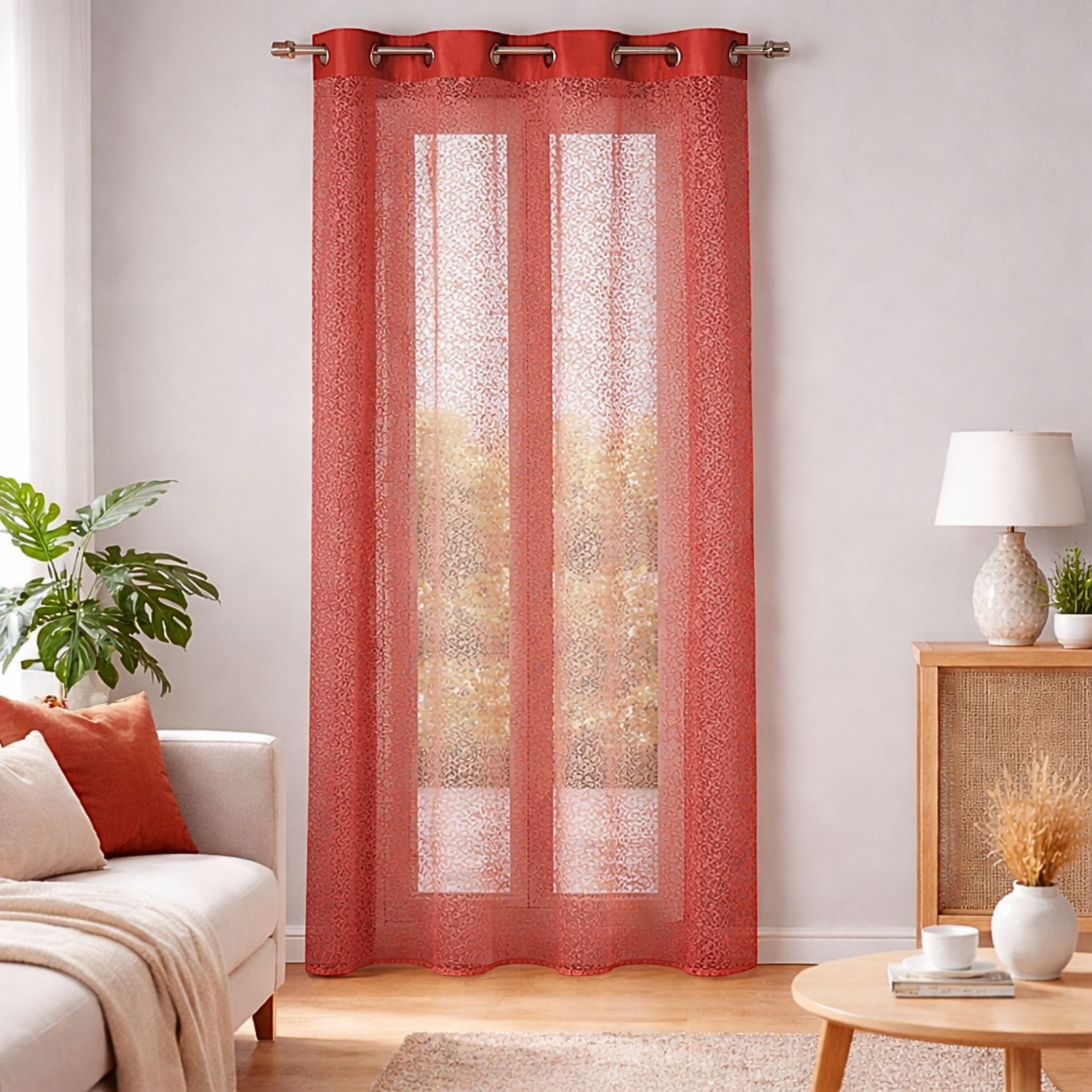 Voilage filet avec parement taffetas